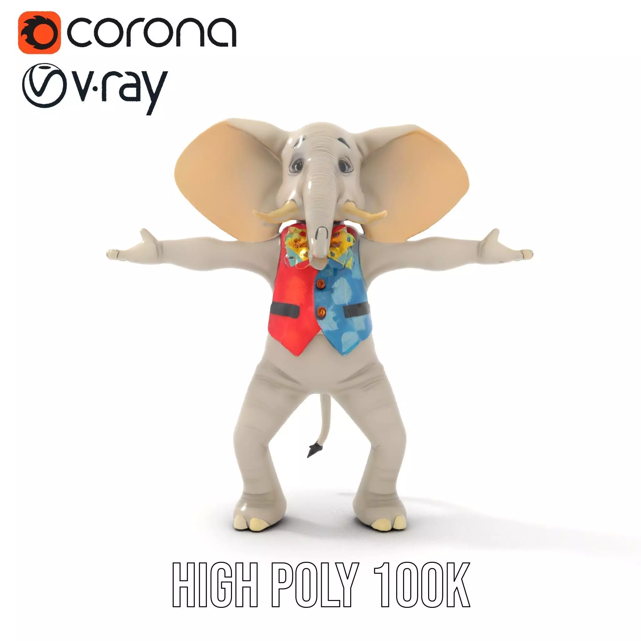 Colorful Elephant Performer model pack Low-poly 3D model_23