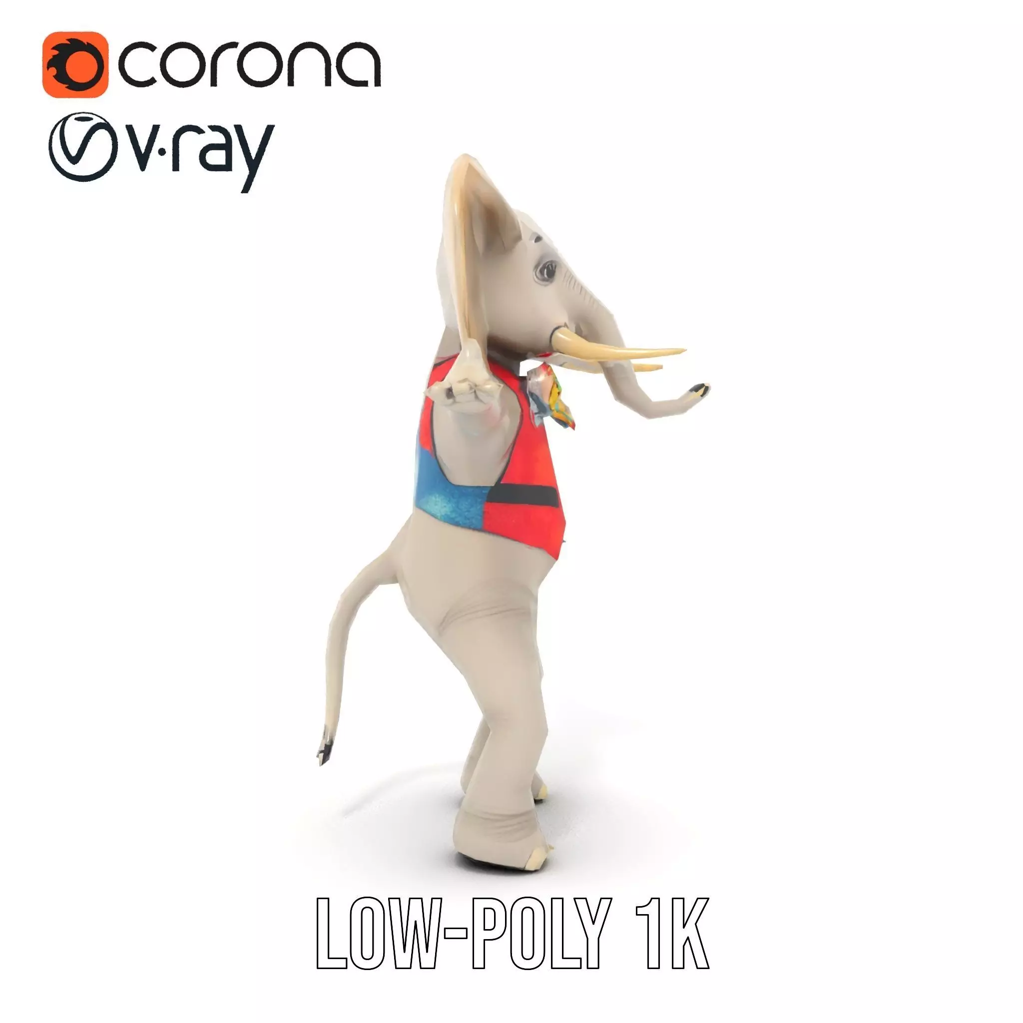 Colorful Elephant Performer model pack Low-poly 3D model_12