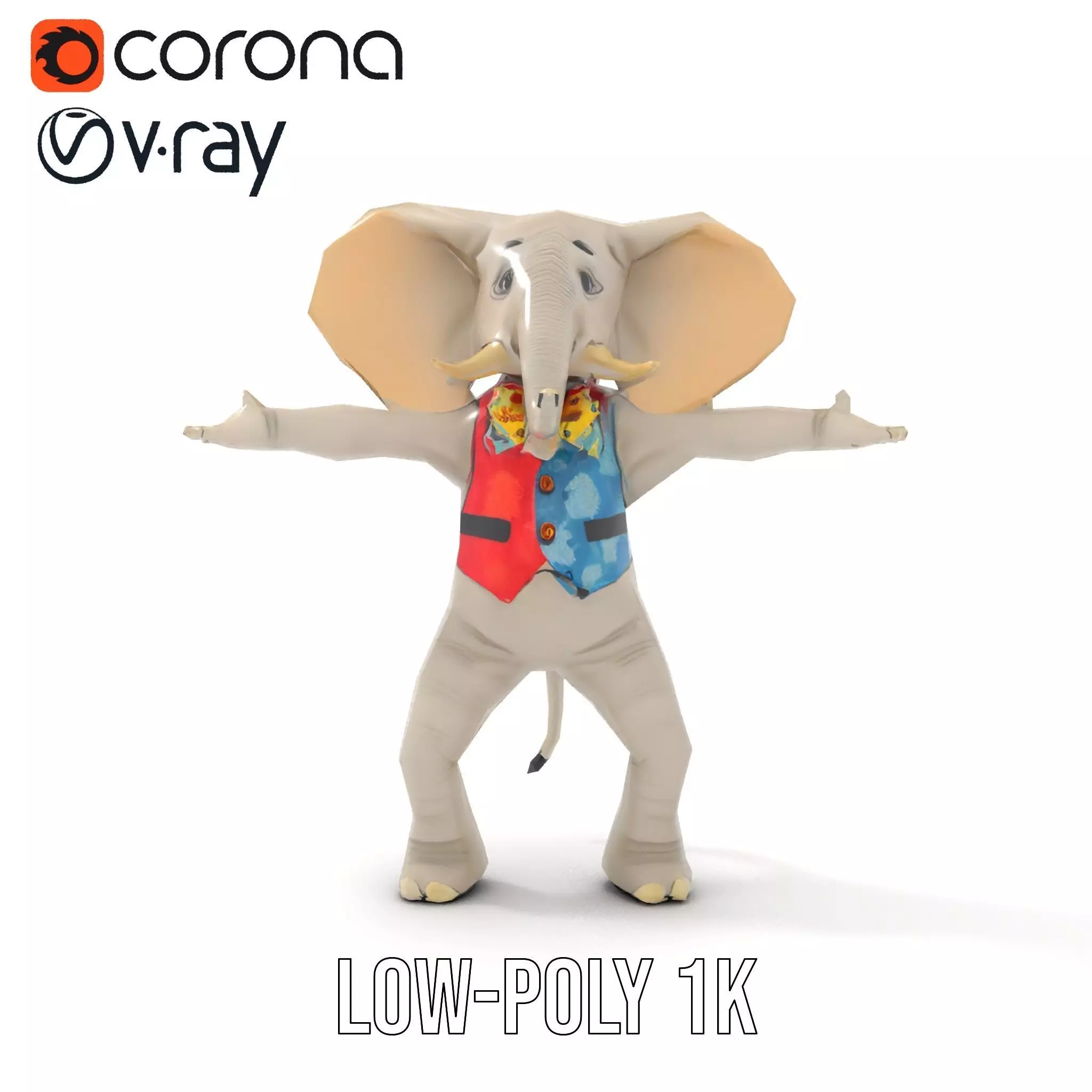 Colorful Elephant Performer model pack Low-poly 3D model_9