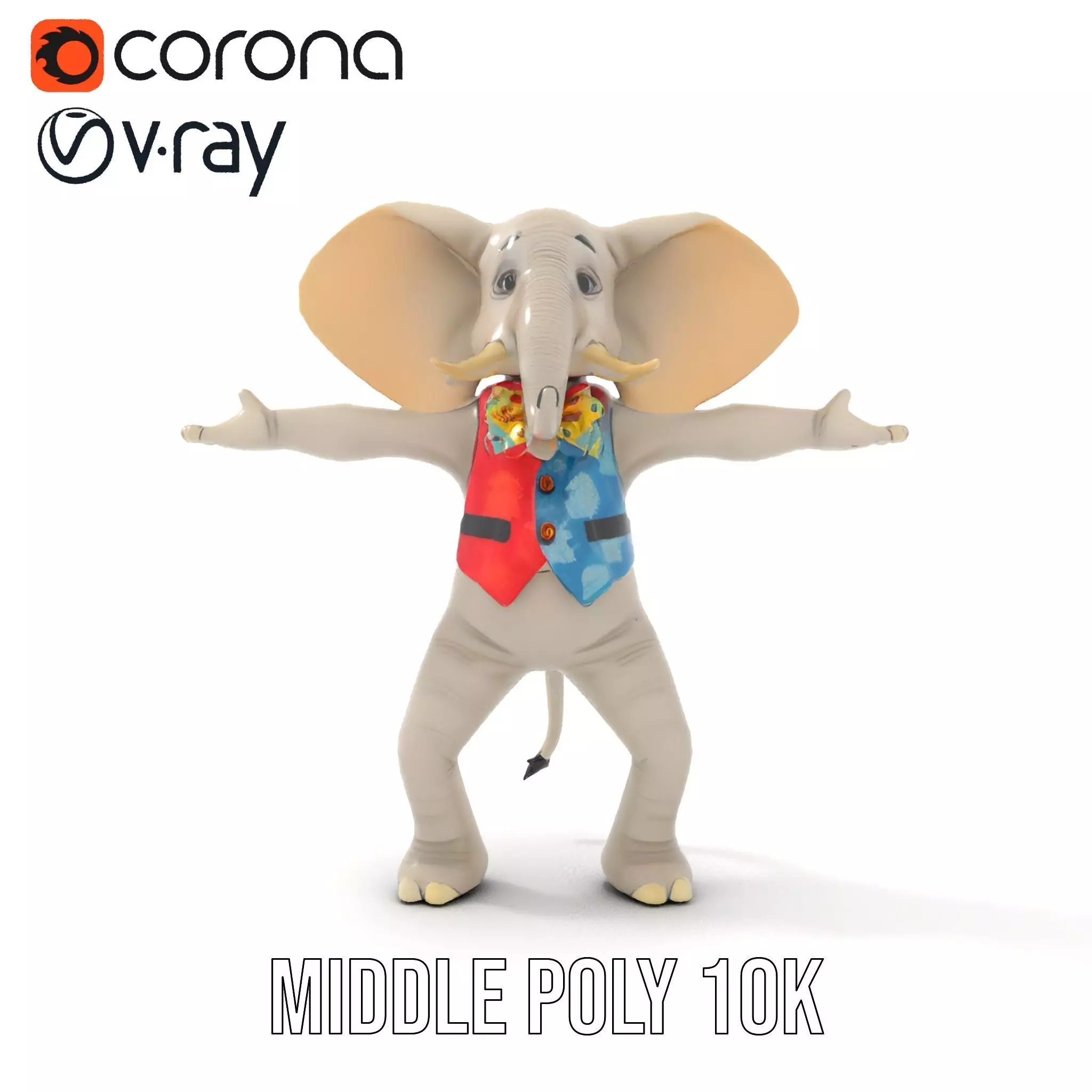 Colorful Elephant Performer model pack Low-poly 3D model_11