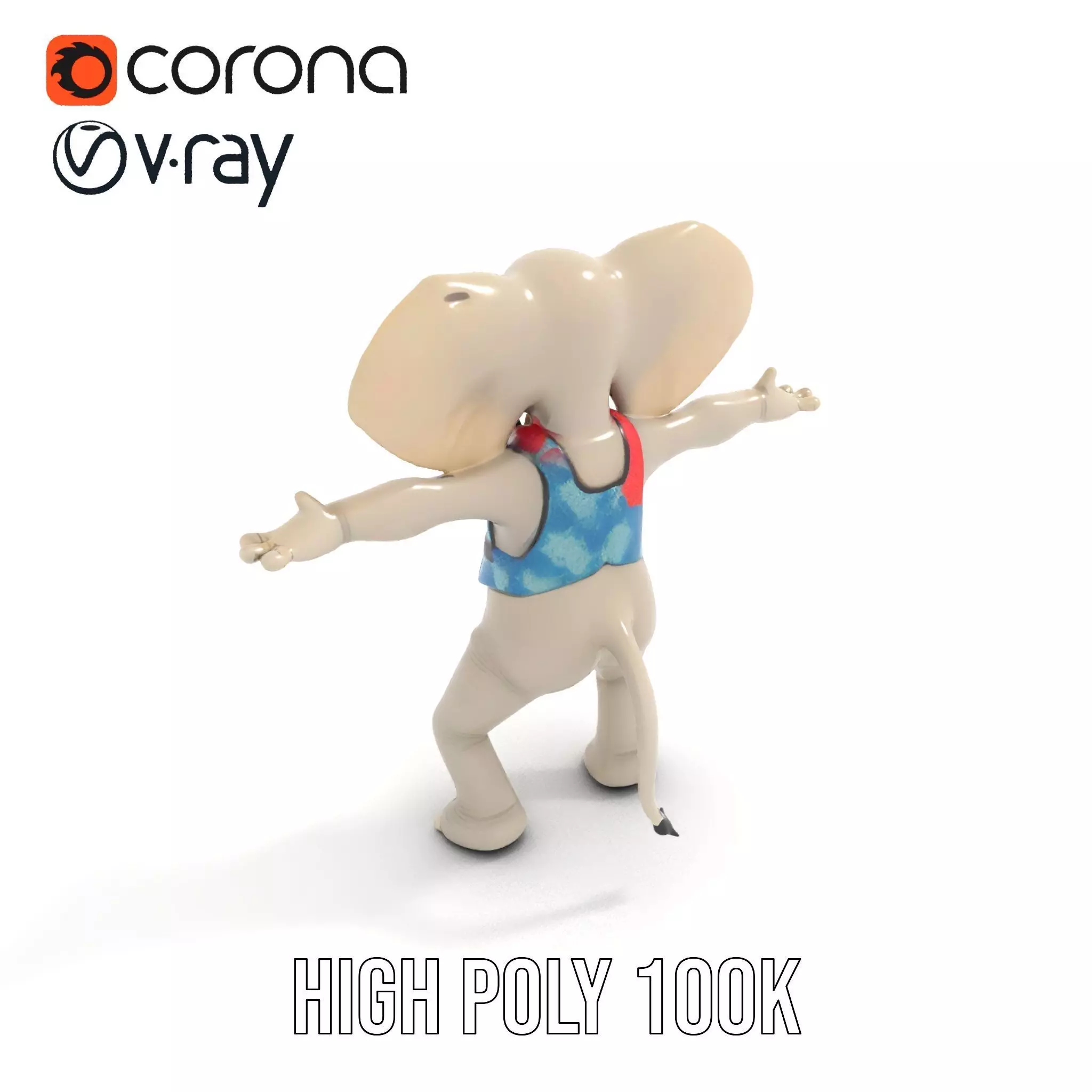 Colorful Elephant Performer model pack Low-poly 3D model_17