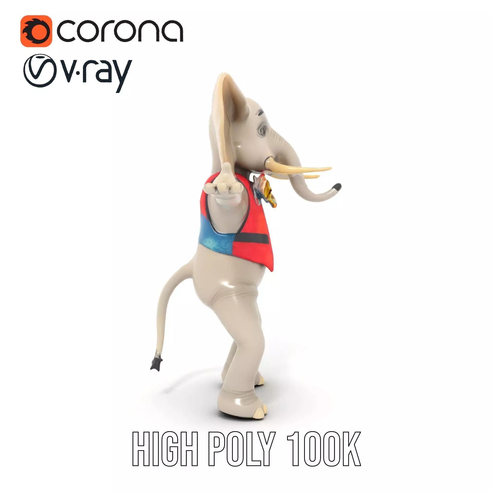 Colorful Elephant Performer model pack Low-poly 3D model_26