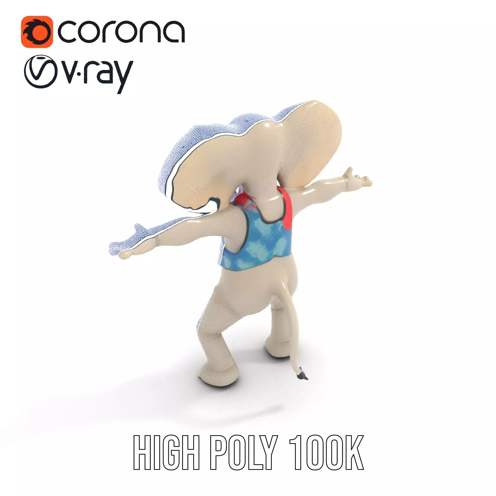 Colorful Elephant Performer model pack Low-poly 3D model_32