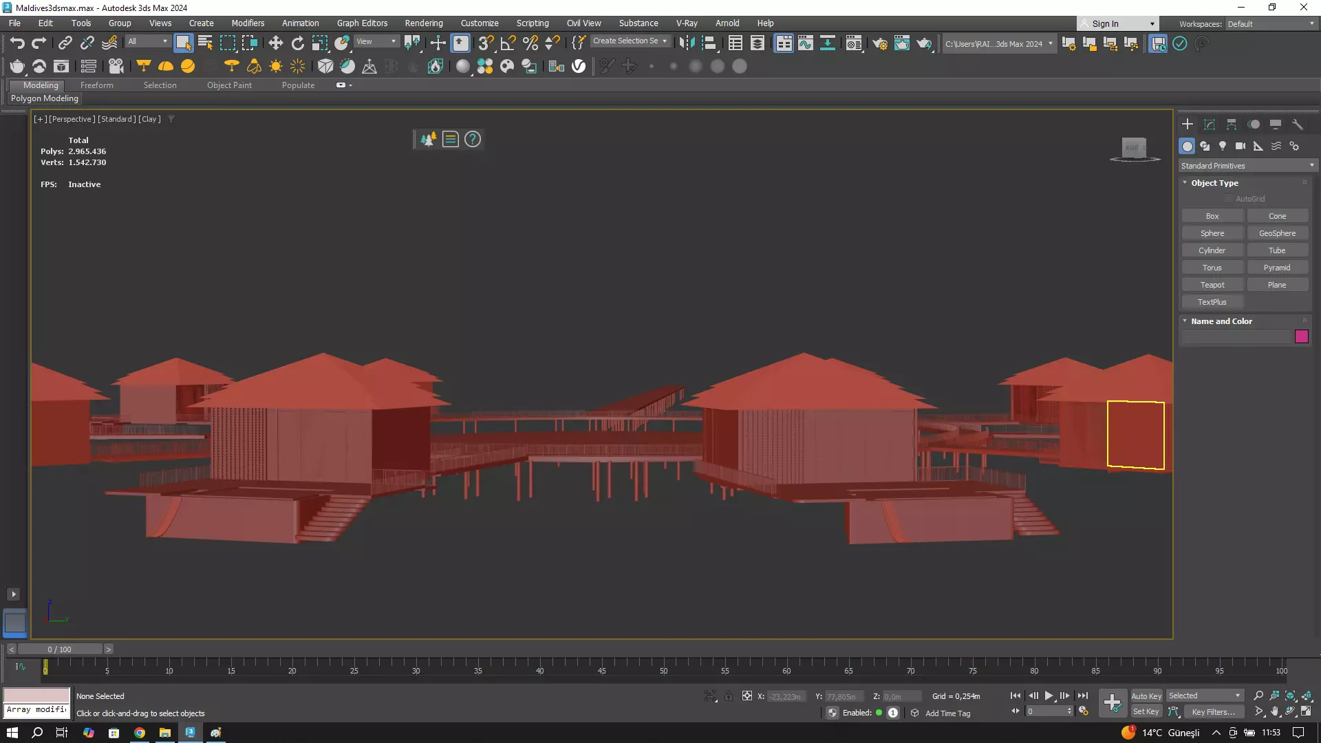 fully detailed Maldives Style Overwater Villa  site Resort Scene 3D model_19