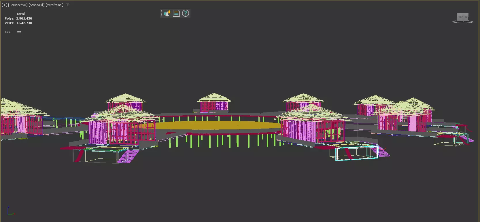 fully detailed Maldives Style Overwater Villa  site Resort Scene 3D model_22