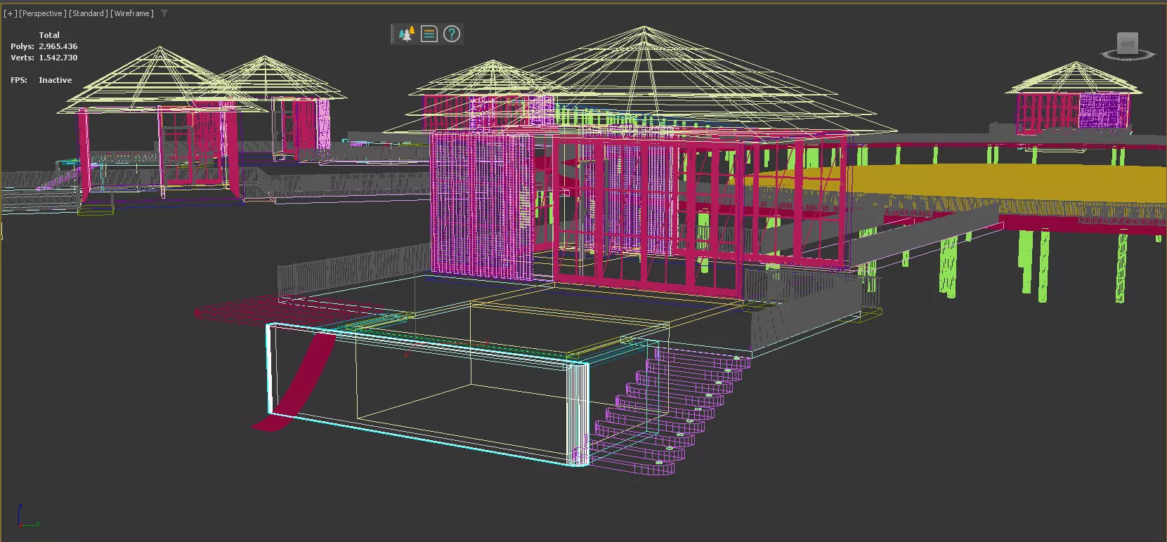 fully detailed Maldives Style Overwater Villa  site Resort Scene 3D model_21