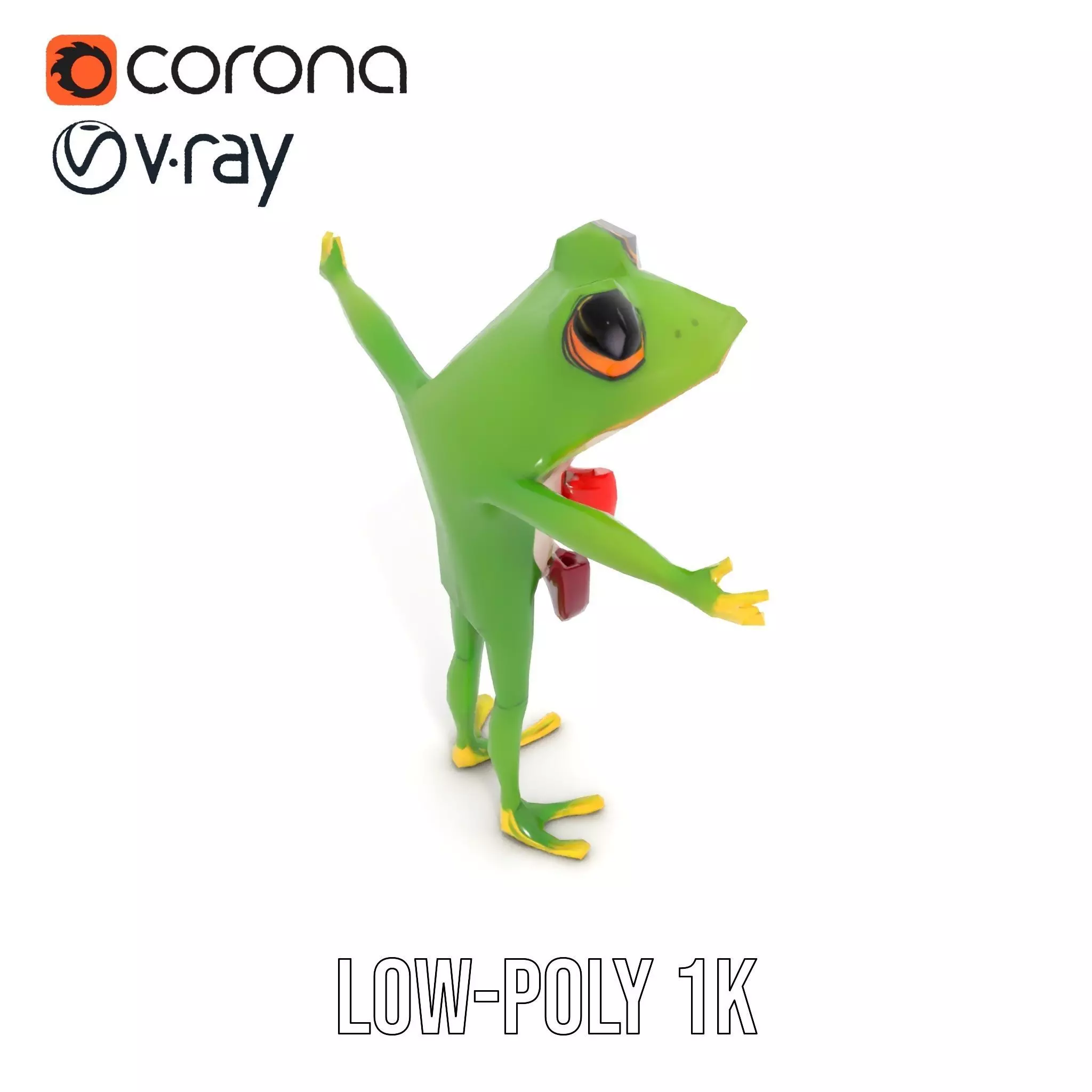 Stylish Frog Character model pack Low-poly 3D model_17