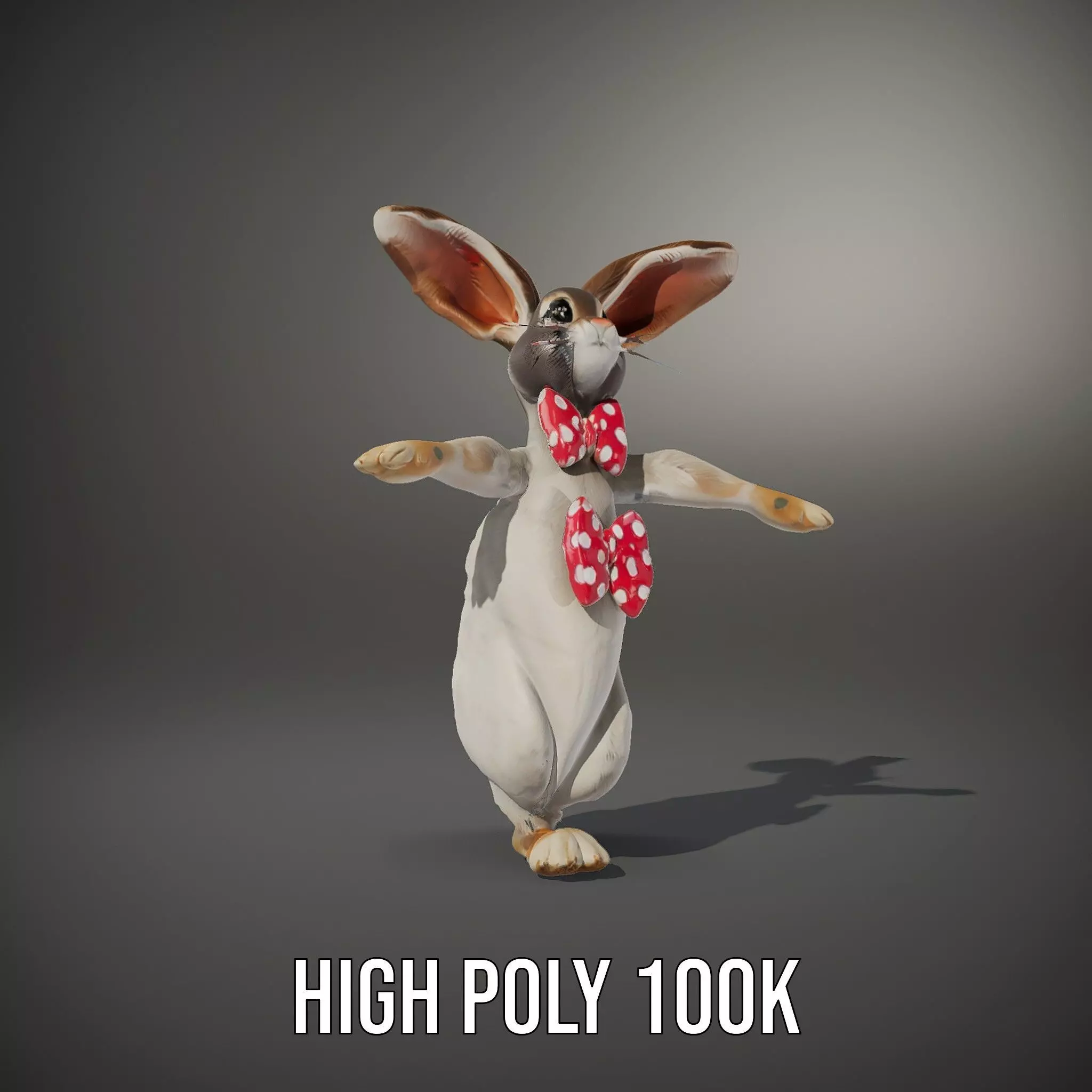 Polka Dot Bowtie Bunny model pack Low-poly 3D model_8