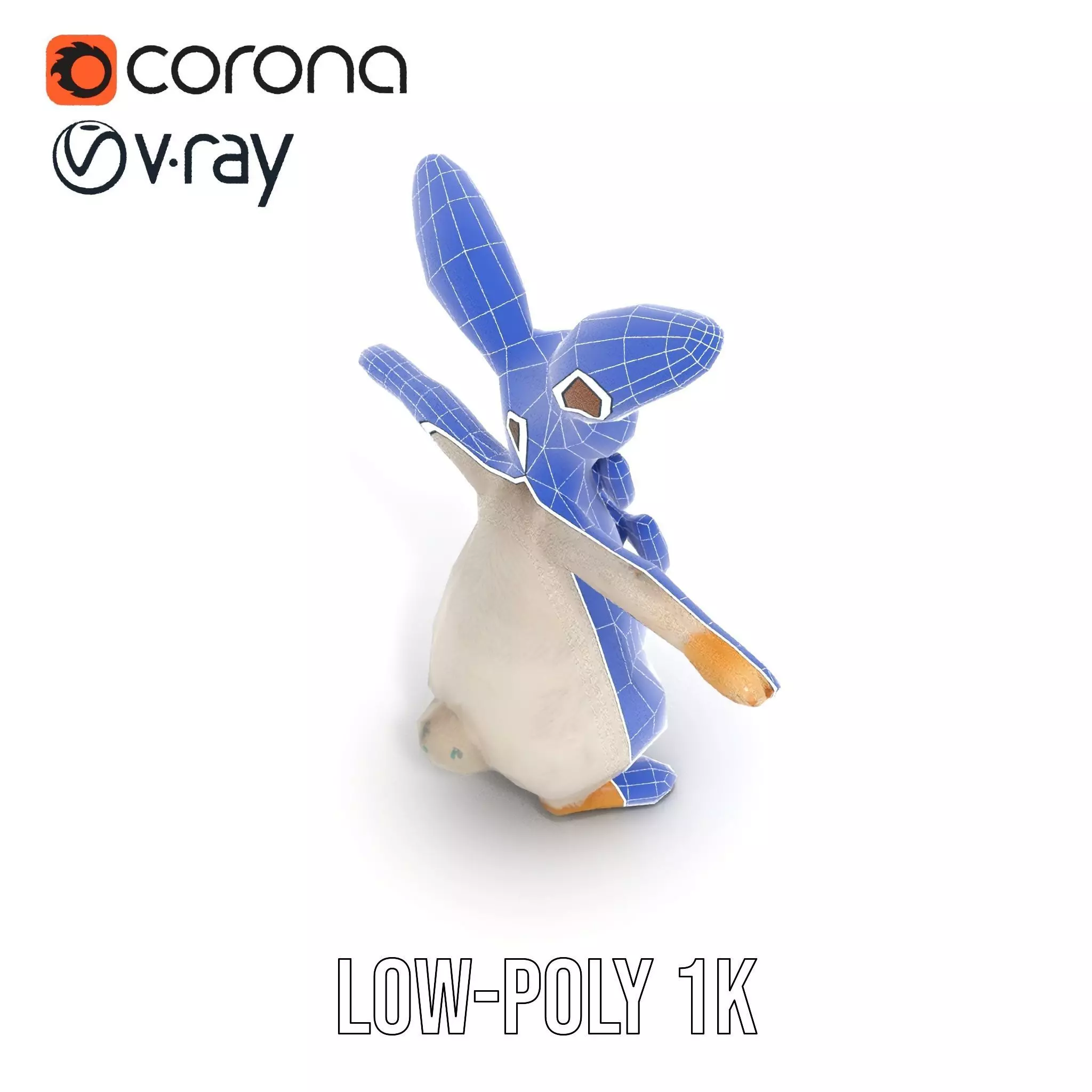 Polka Dot Bowtie Bunny model pack Low-poly 3D model_17