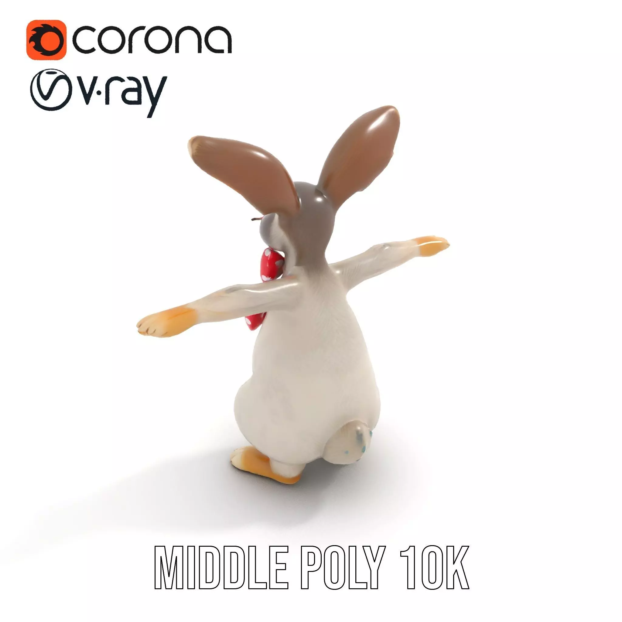 Polka Dot Bowtie Bunny model pack Low-poly 3D model_6