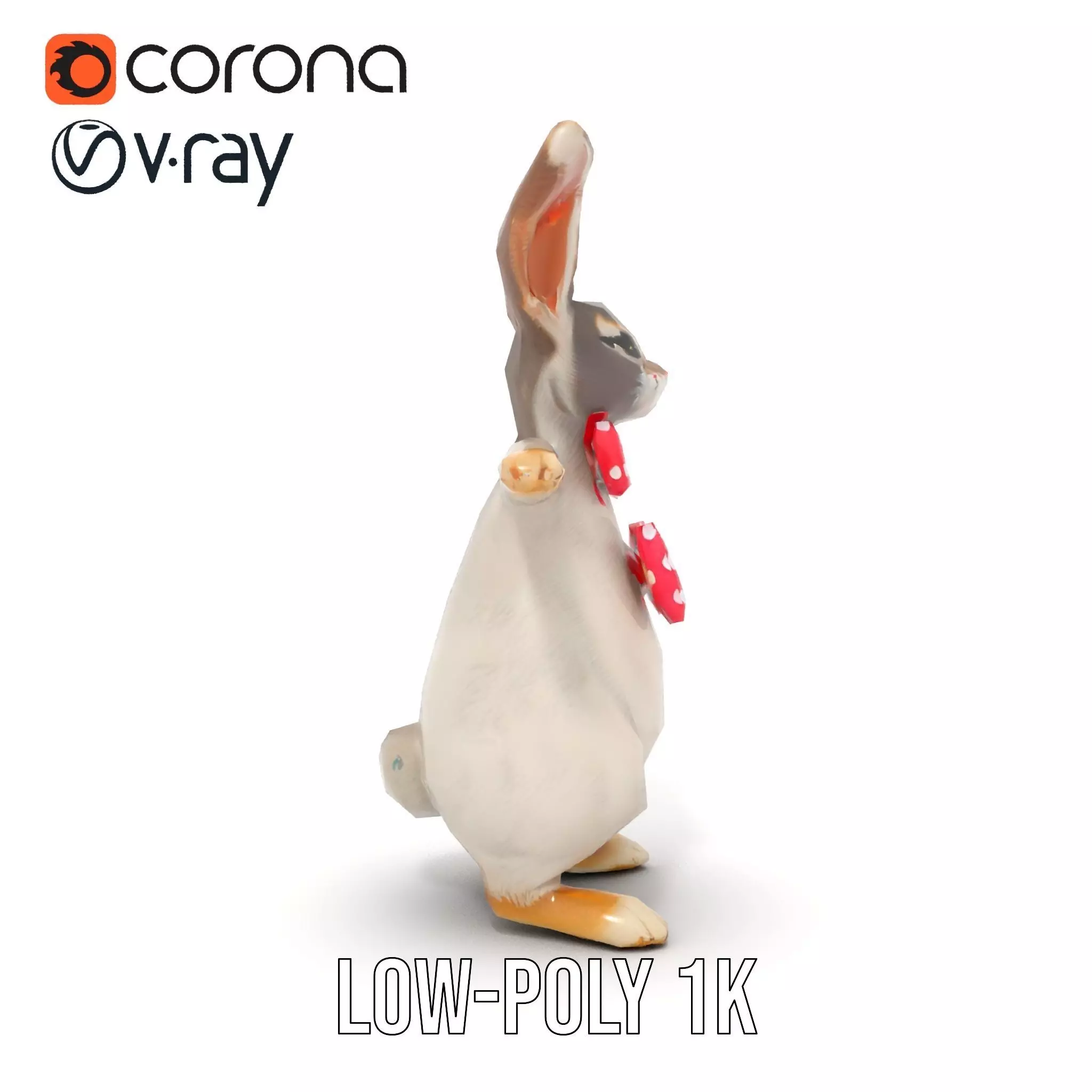 Polka Dot Bowtie Bunny model pack Low-poly 3D model_14