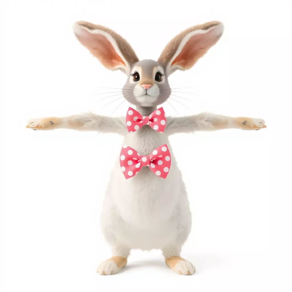 Polka Dot Bowtie Bunny model pack Low-poly 3D model_2
