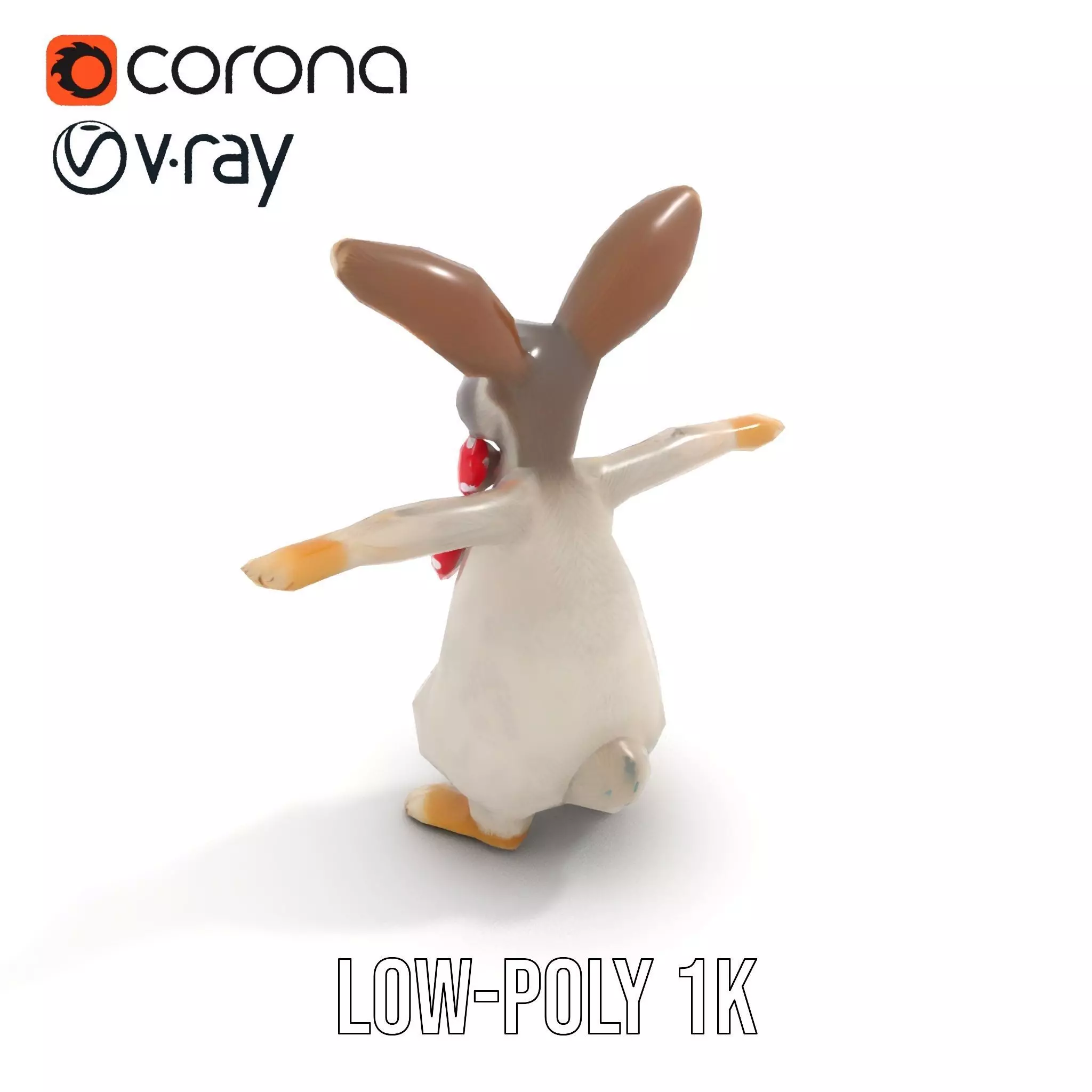 Polka Dot Bowtie Bunny model pack Low-poly 3D model_9
