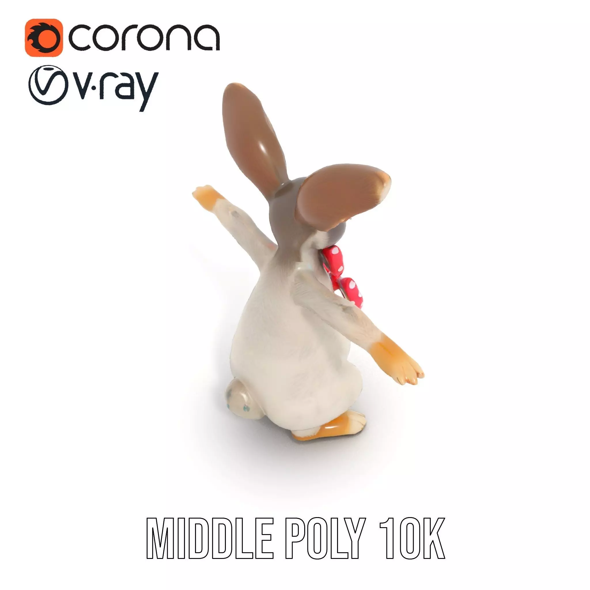 Polka Dot Bowtie Bunny model pack Low-poly 3D model_22
