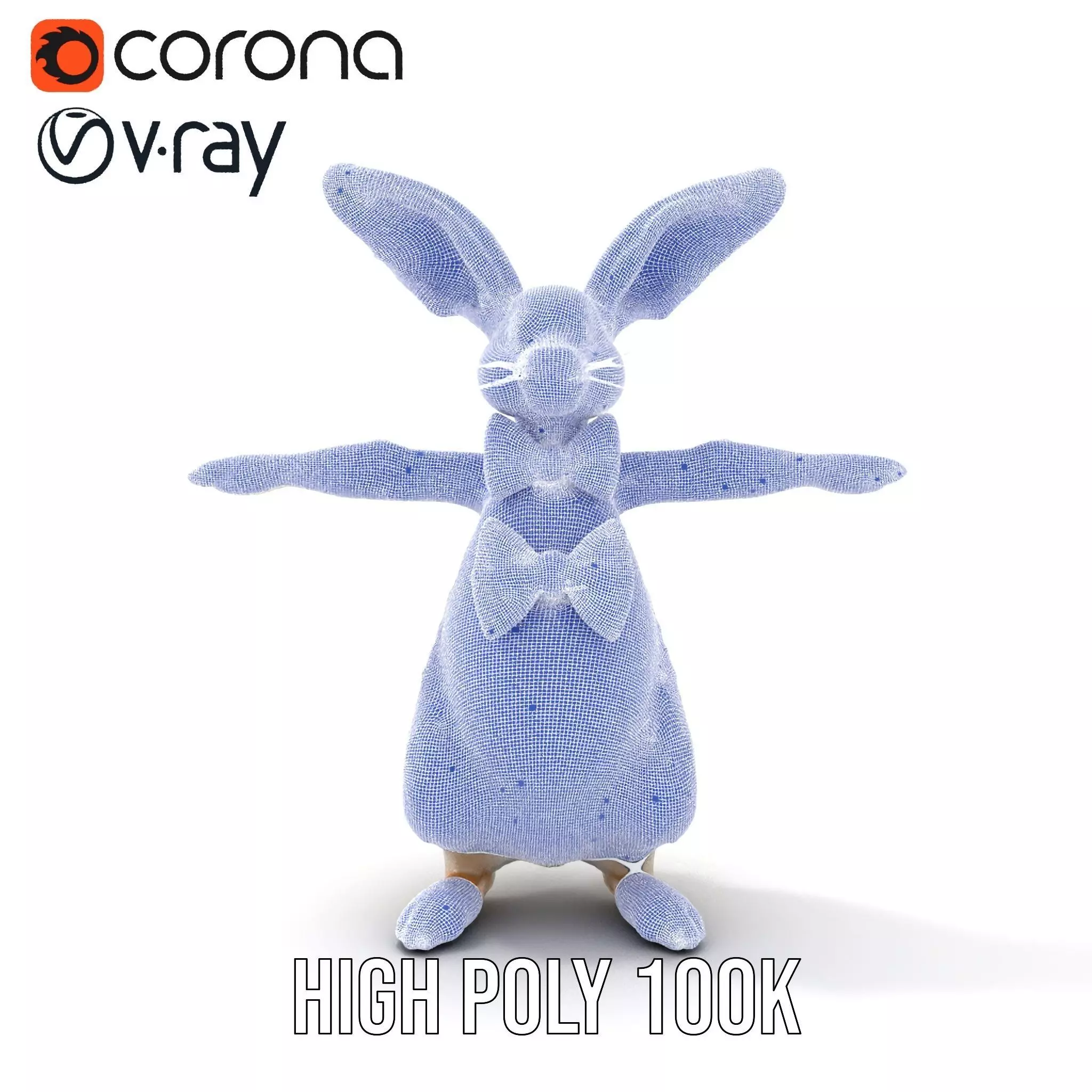 Polka Dot Bowtie Bunny model pack Low-poly 3D model_26