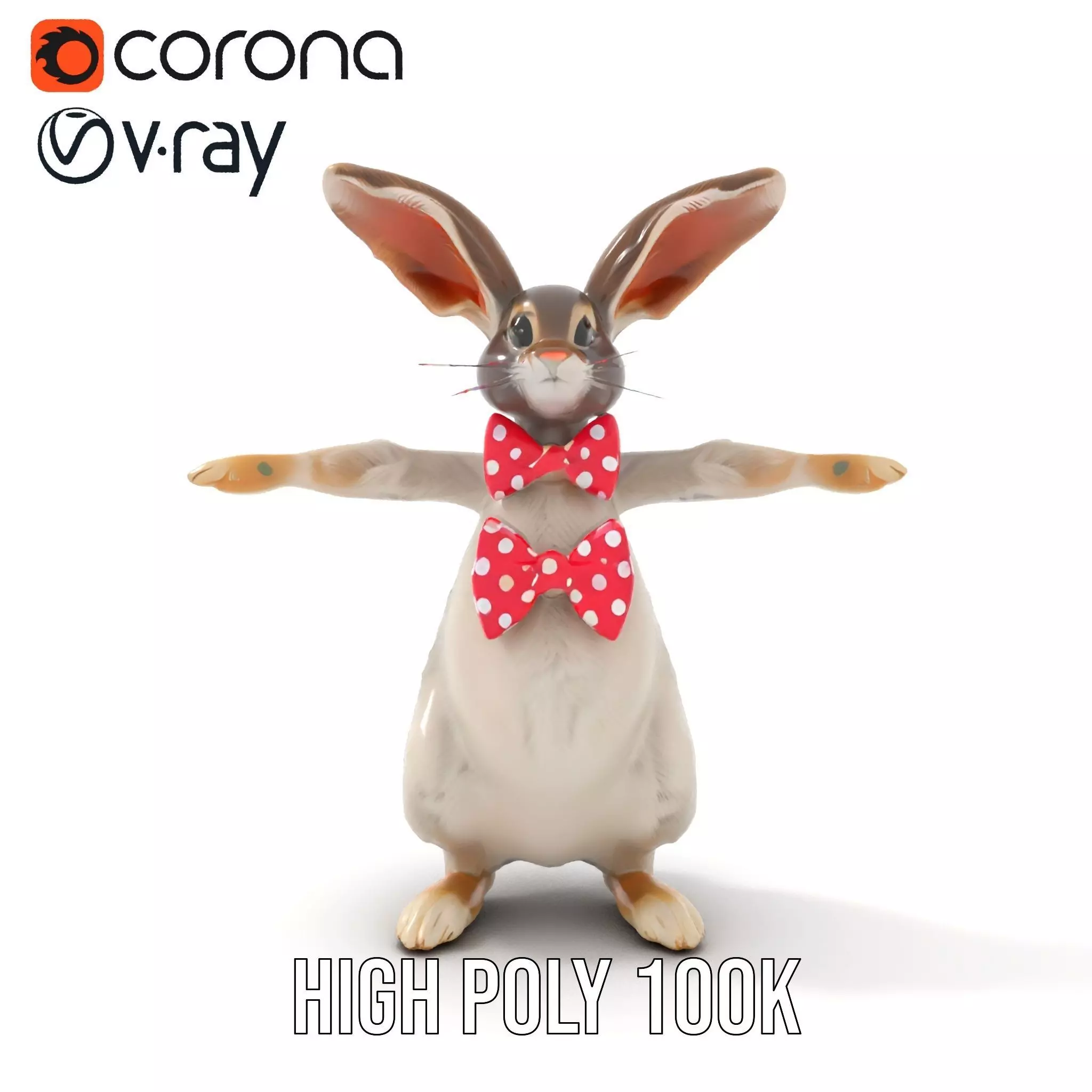 Polka Dot Bowtie Bunny model pack Low-poly 3D model_21