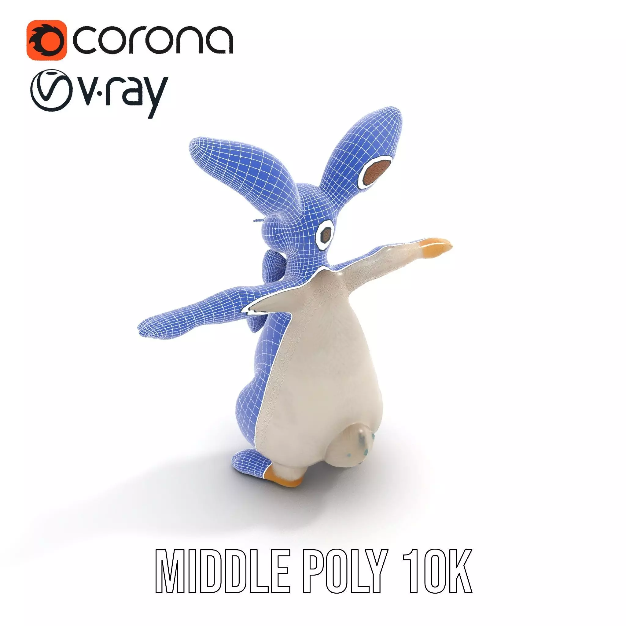 Polka Dot Bowtie Bunny model pack Low-poly 3D model_16