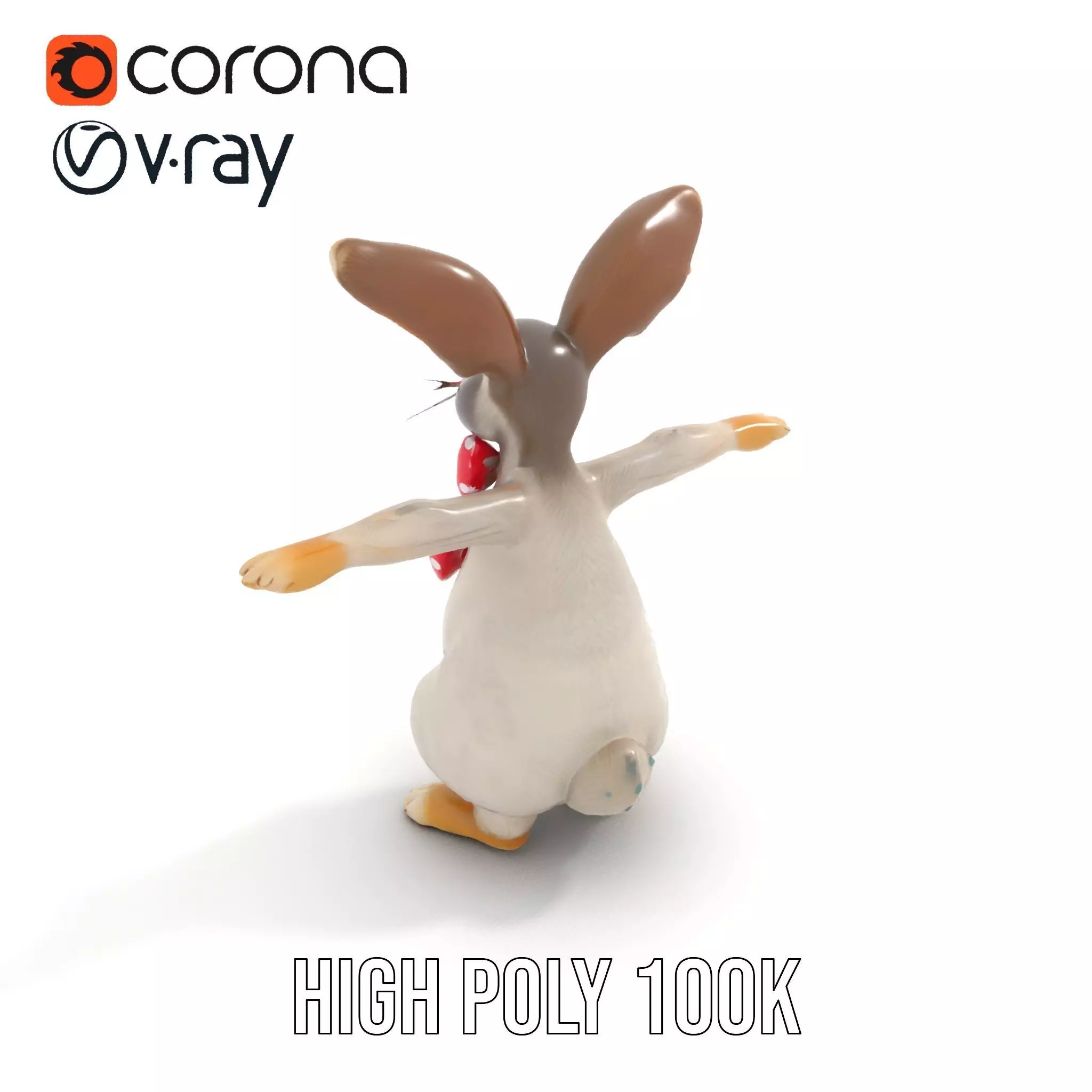 Polka Dot Bowtie Bunny model pack Low-poly 3D model_15