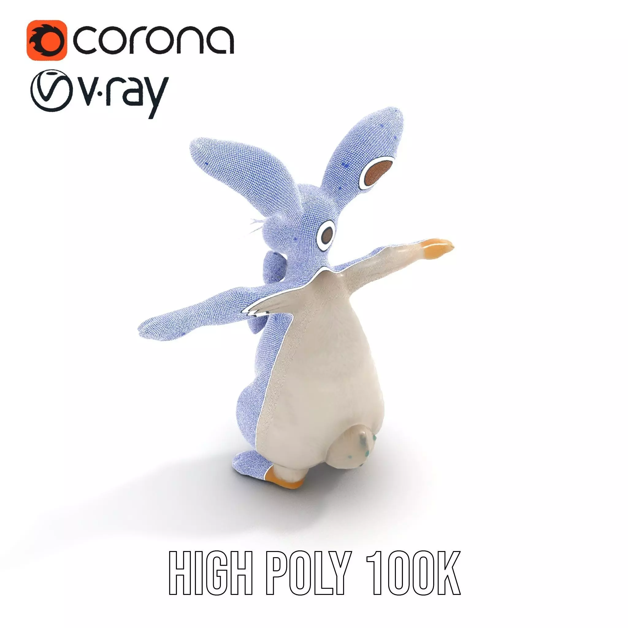 Polka Dot Bowtie Bunny model pack Low-poly 3D model_32