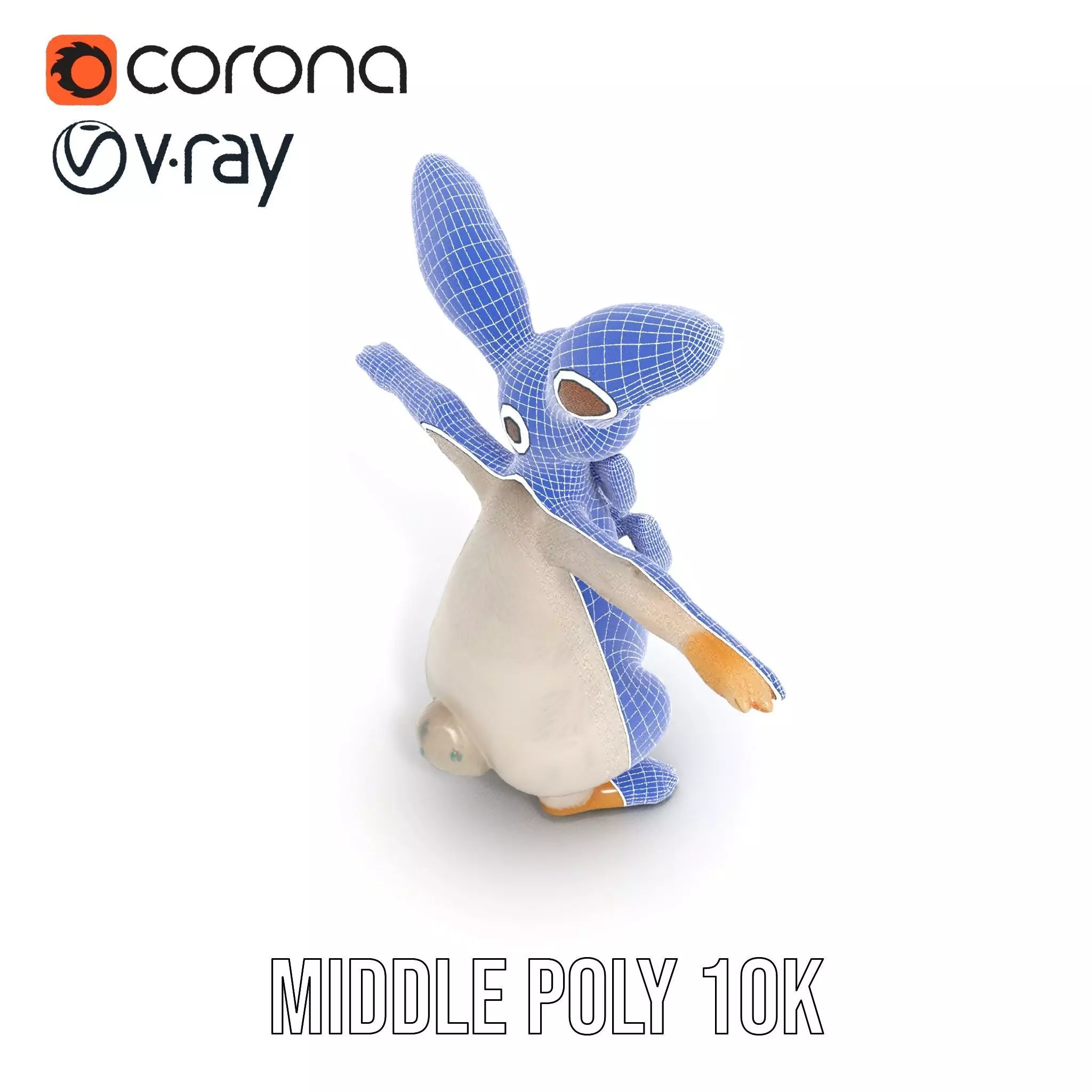 Polka Dot Bowtie Bunny model pack Low-poly 3D model_13