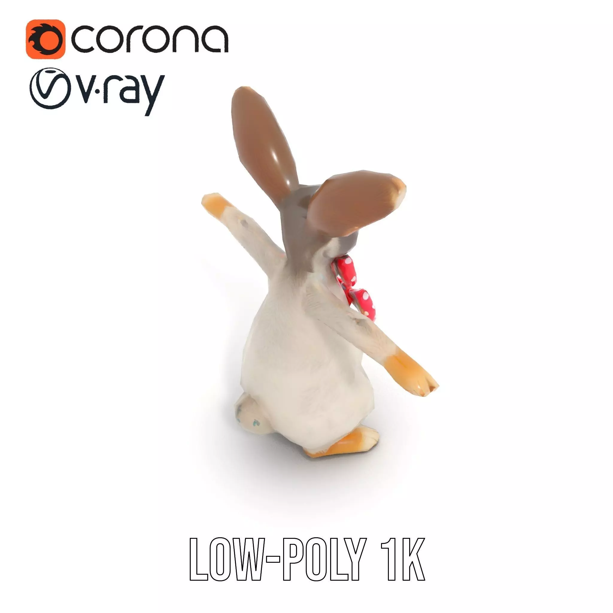 Polka Dot Bowtie Bunny model pack Low-poly 3D model_25