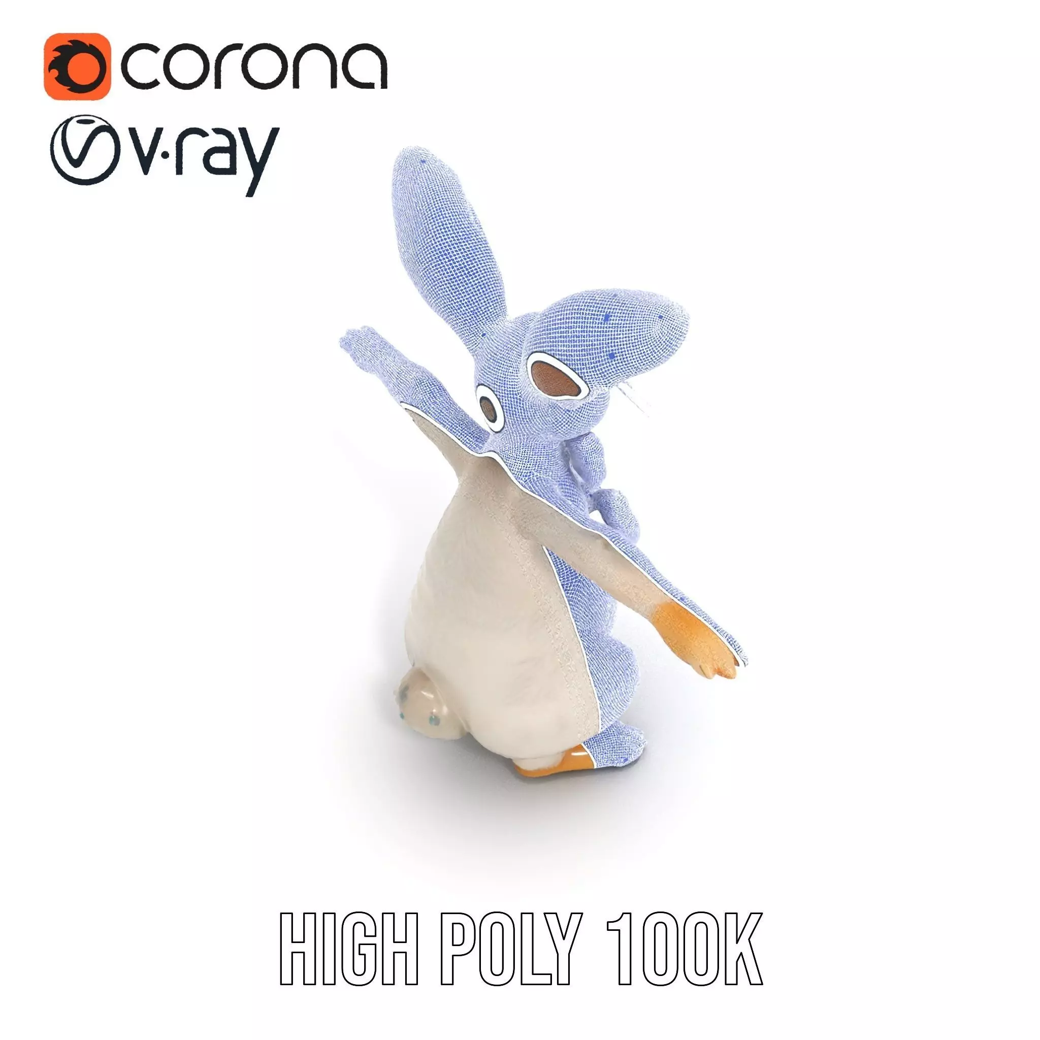 Polka Dot Bowtie Bunny model pack Low-poly 3D model_33