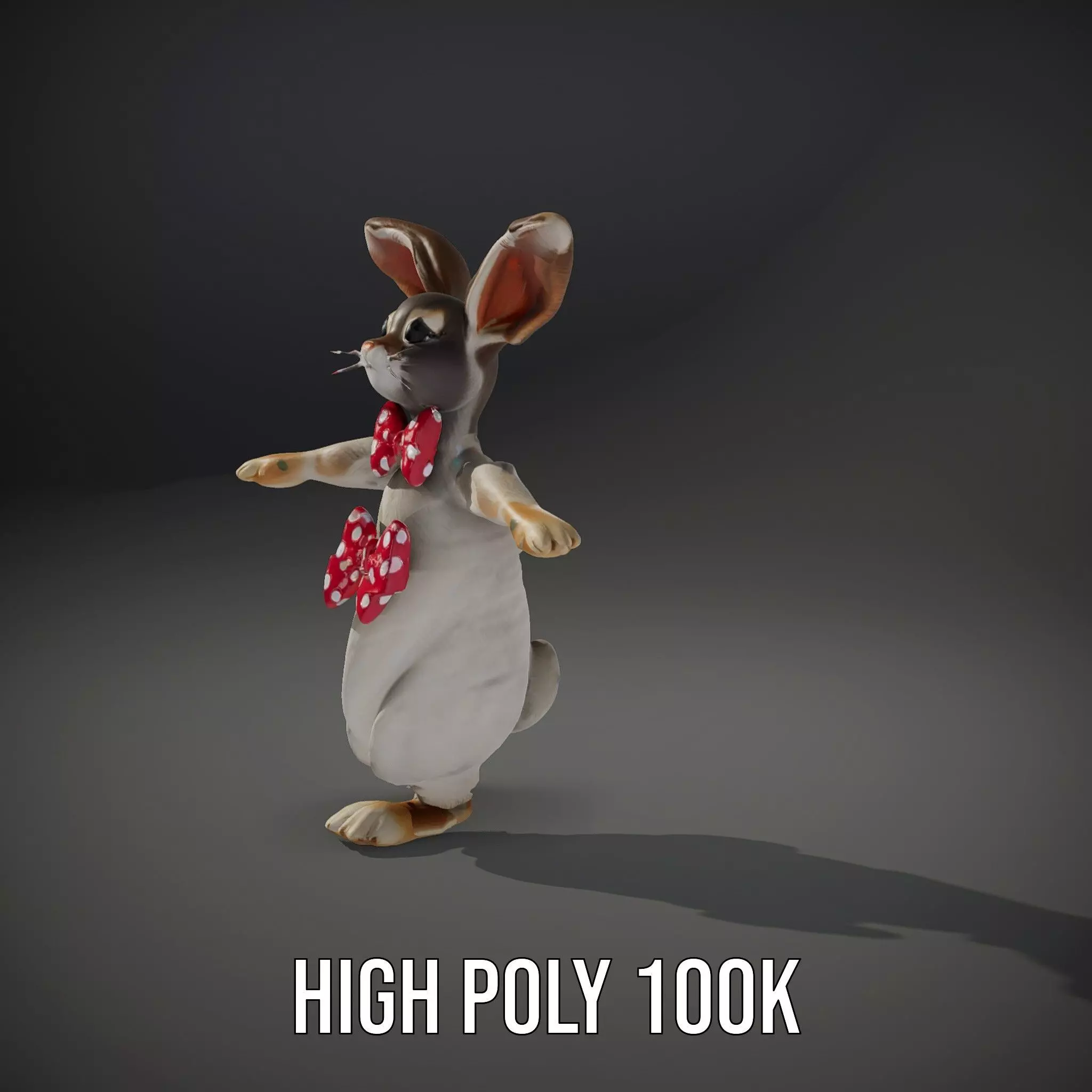 Polka Dot Bowtie Bunny model pack Low-poly 3D model_12