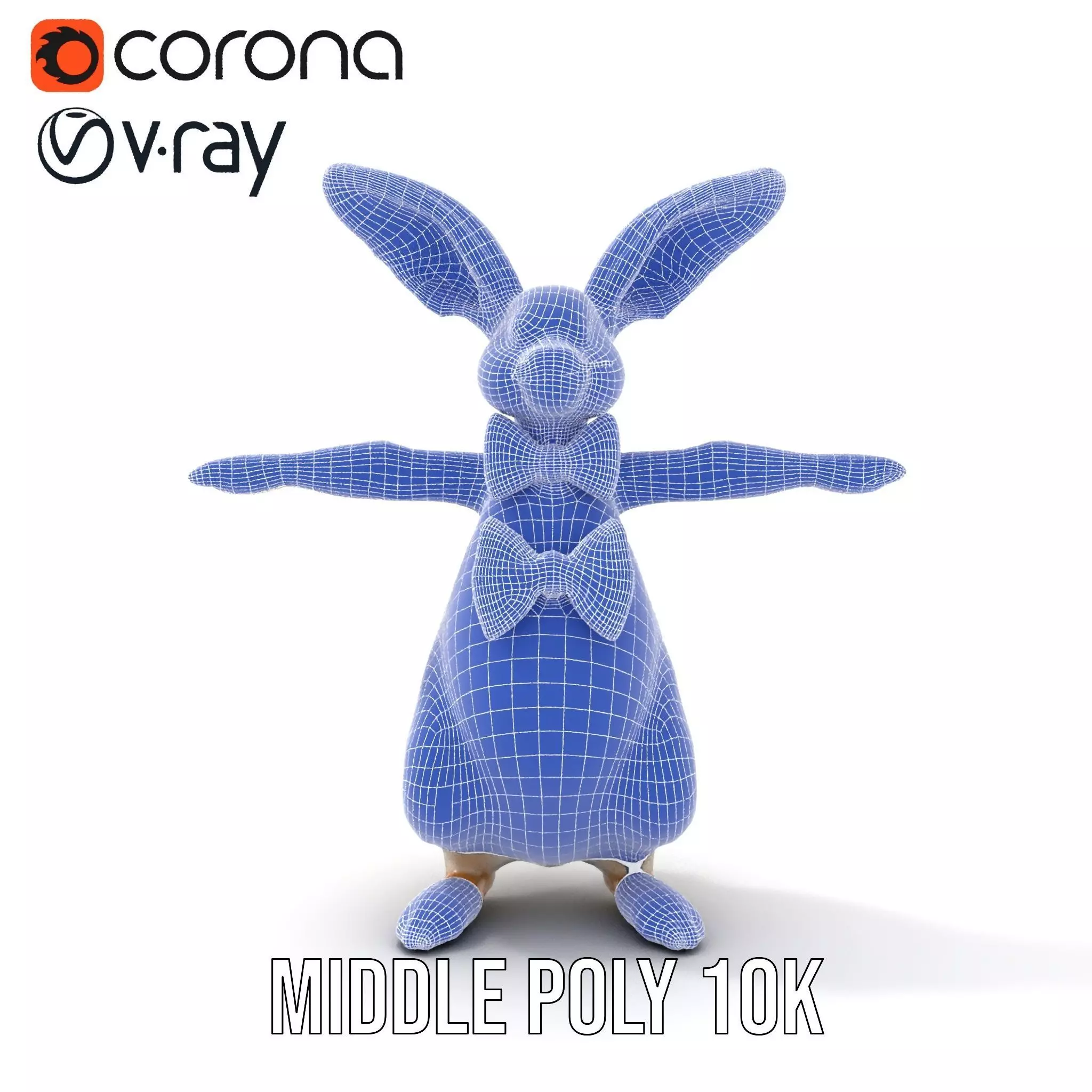 Polka Dot Bowtie Bunny model pack Low-poly 3D model_30