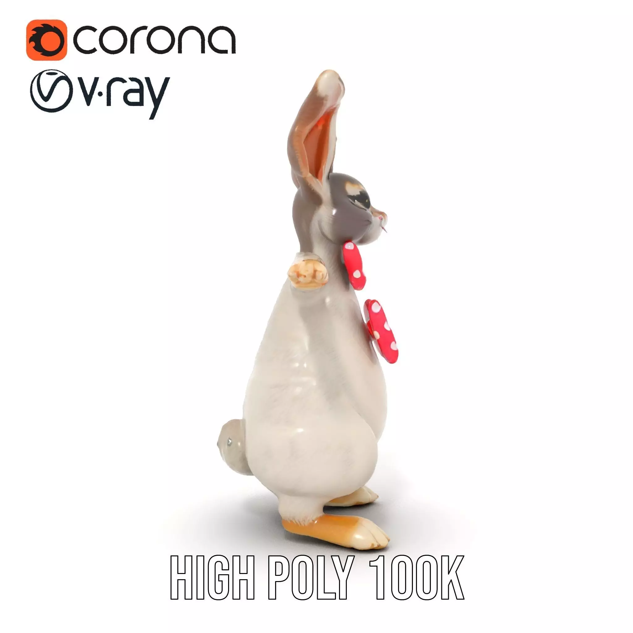 Polka Dot Bowtie Bunny model pack Low-poly 3D model_29