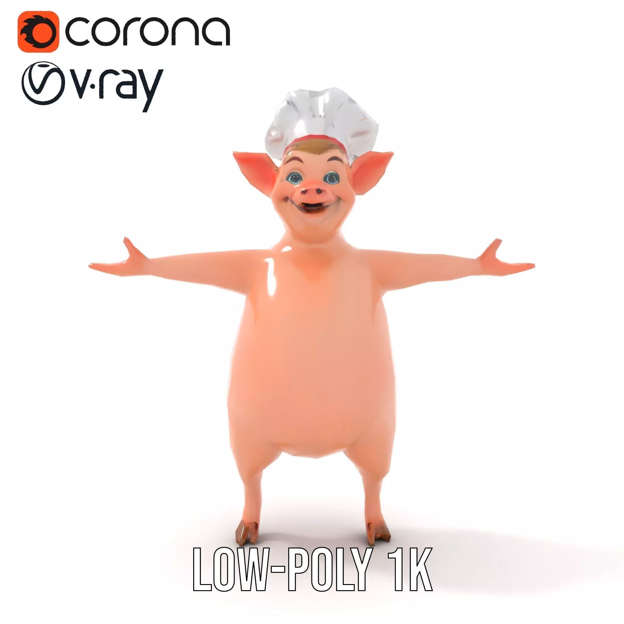 Happy Chef Pig model pack Low-poly 3D model_22