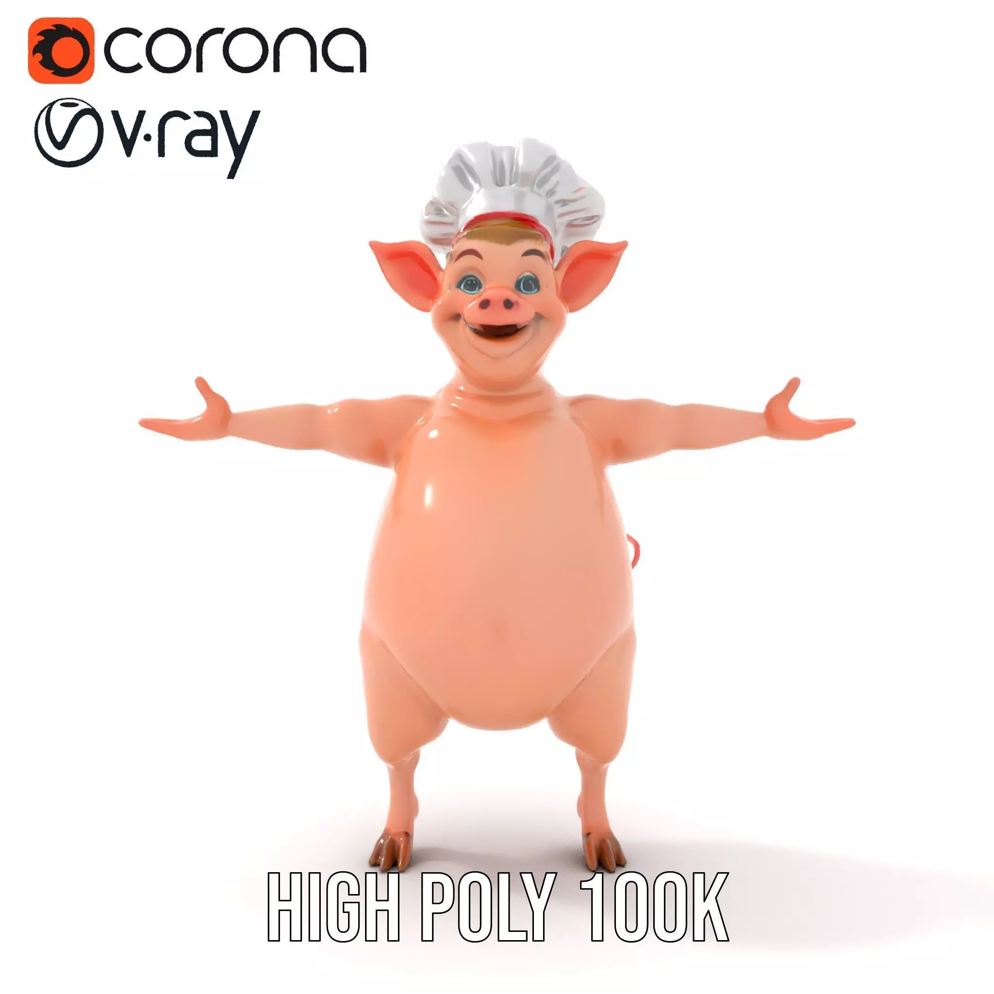 Happy Chef Pig model pack Low-poly 3D model_31