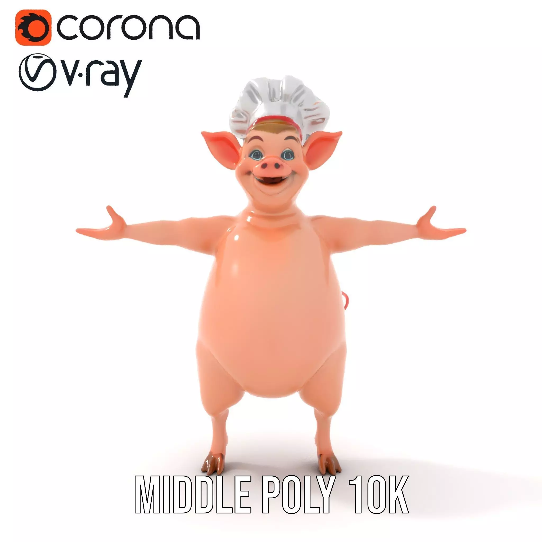Happy Chef Pig model pack Low-poly 3D model_16