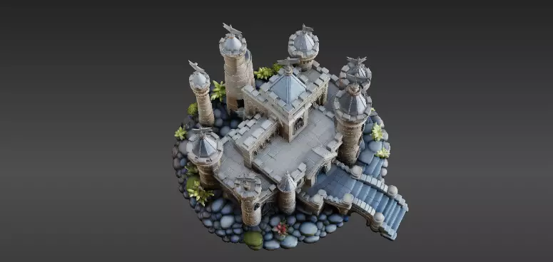 Fantasy Castle 3D Model Desk Decor Tabletop Game Prop 3D model_10