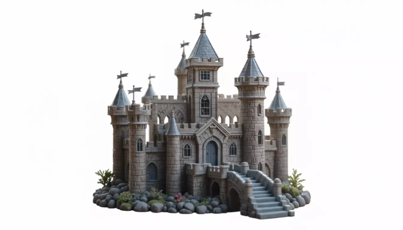 Fantasy Castle 3D Model Desk Decor Tabletop Game Prop 3D model_3
