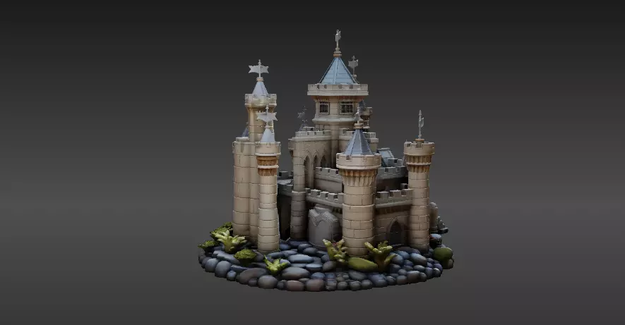 Fantasy Castle 3D Model Desk Decor Tabletop Game Prop 3D model_6