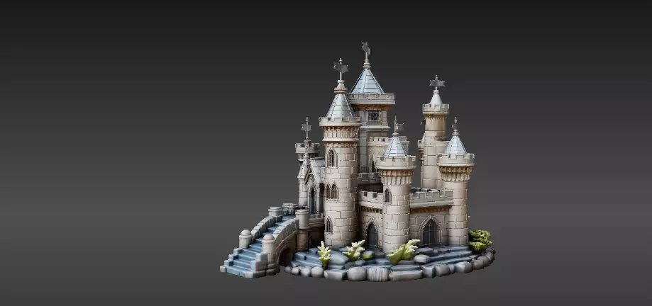 Fantasy Castle 3D Model Desk Decor Tabletop Game Prop 3D model_1