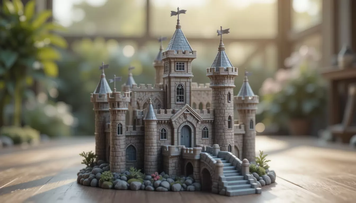 Fantasy Castle 3D Model Desk Decor Tabletop Game Prop 3D model_0