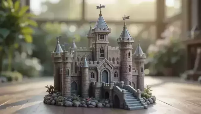 Fantasy Castle 3D Model Desk Decor Tabletop Game Prop 3D model