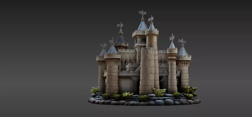 Fantasy Castle 3D Model Desk Decor Tabletop Game Prop 3D model_2