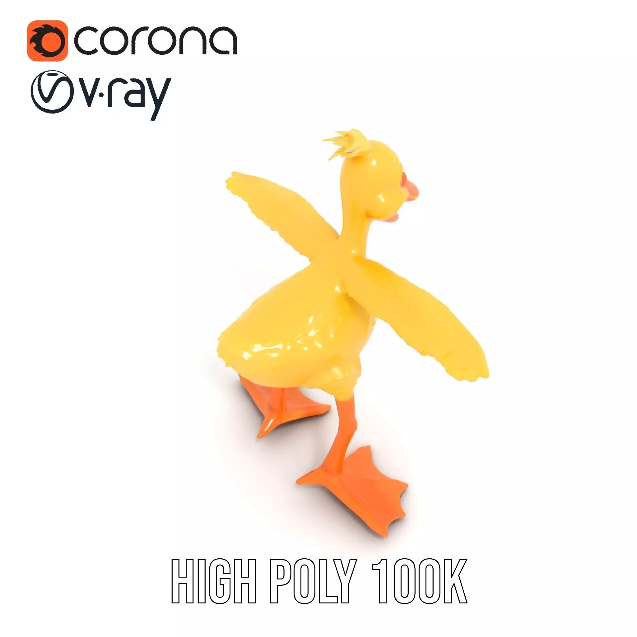 Vibrant Yellow Duckling model pack Low-poly 3D model_23