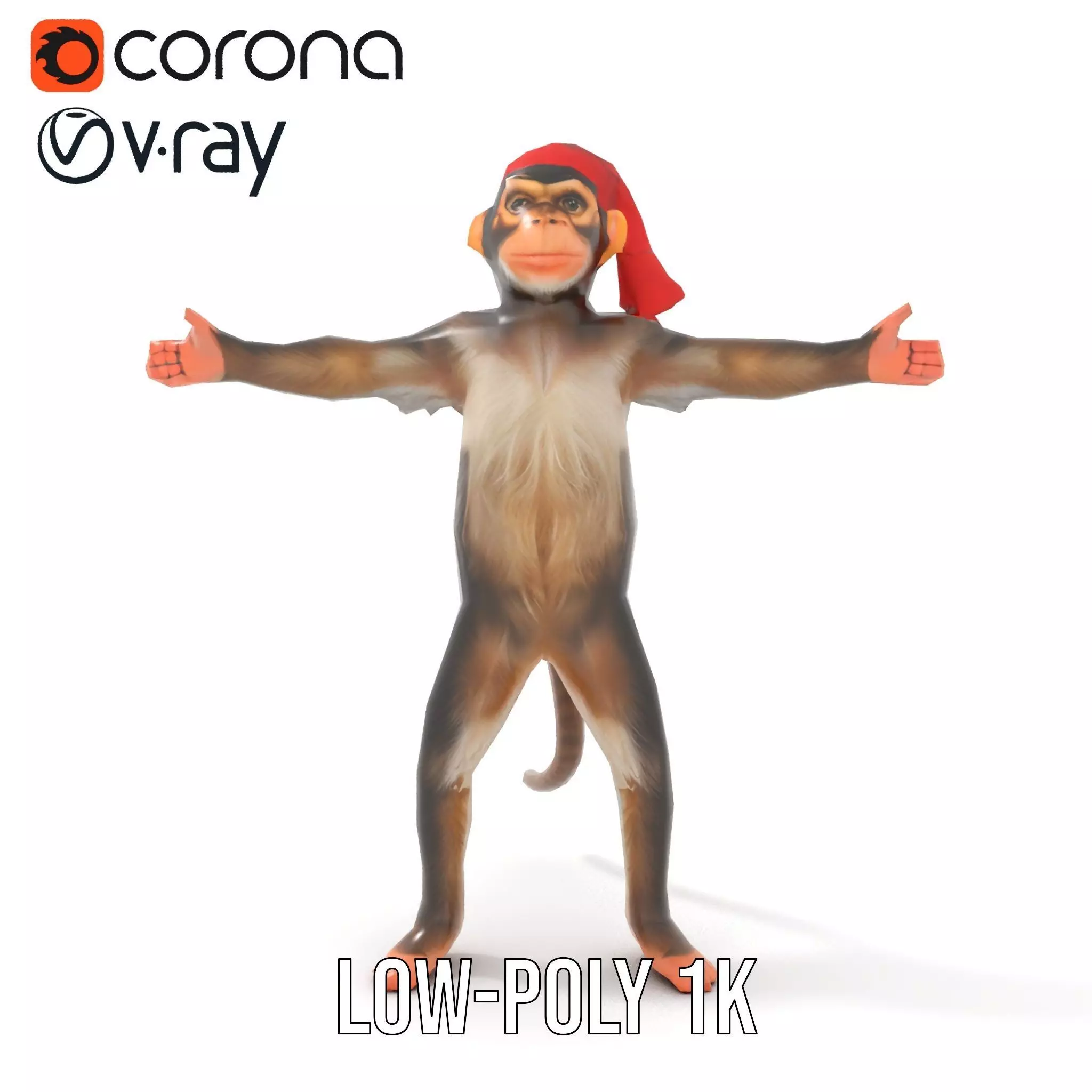 Festive Monkey Character model pack Low-poly 3D model_23