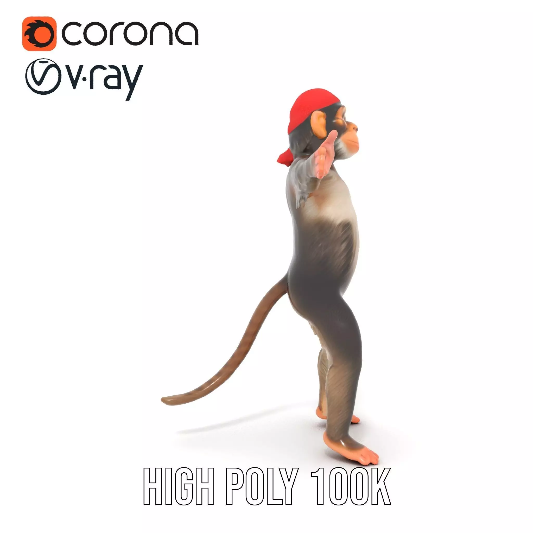 Festive Monkey Character model pack Low-poly 3D model_15