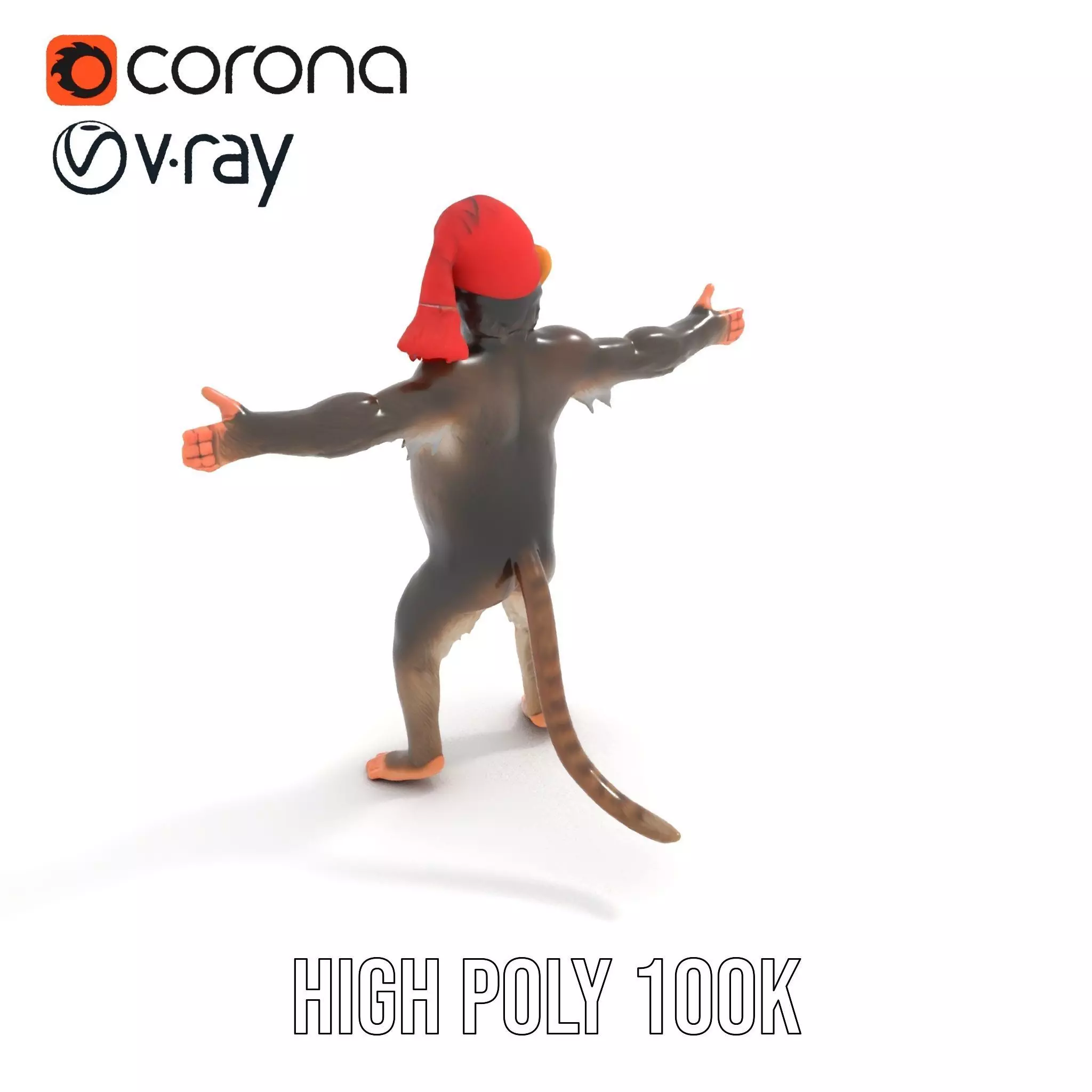 Festive Monkey Character model pack Low-poly 3D model_21