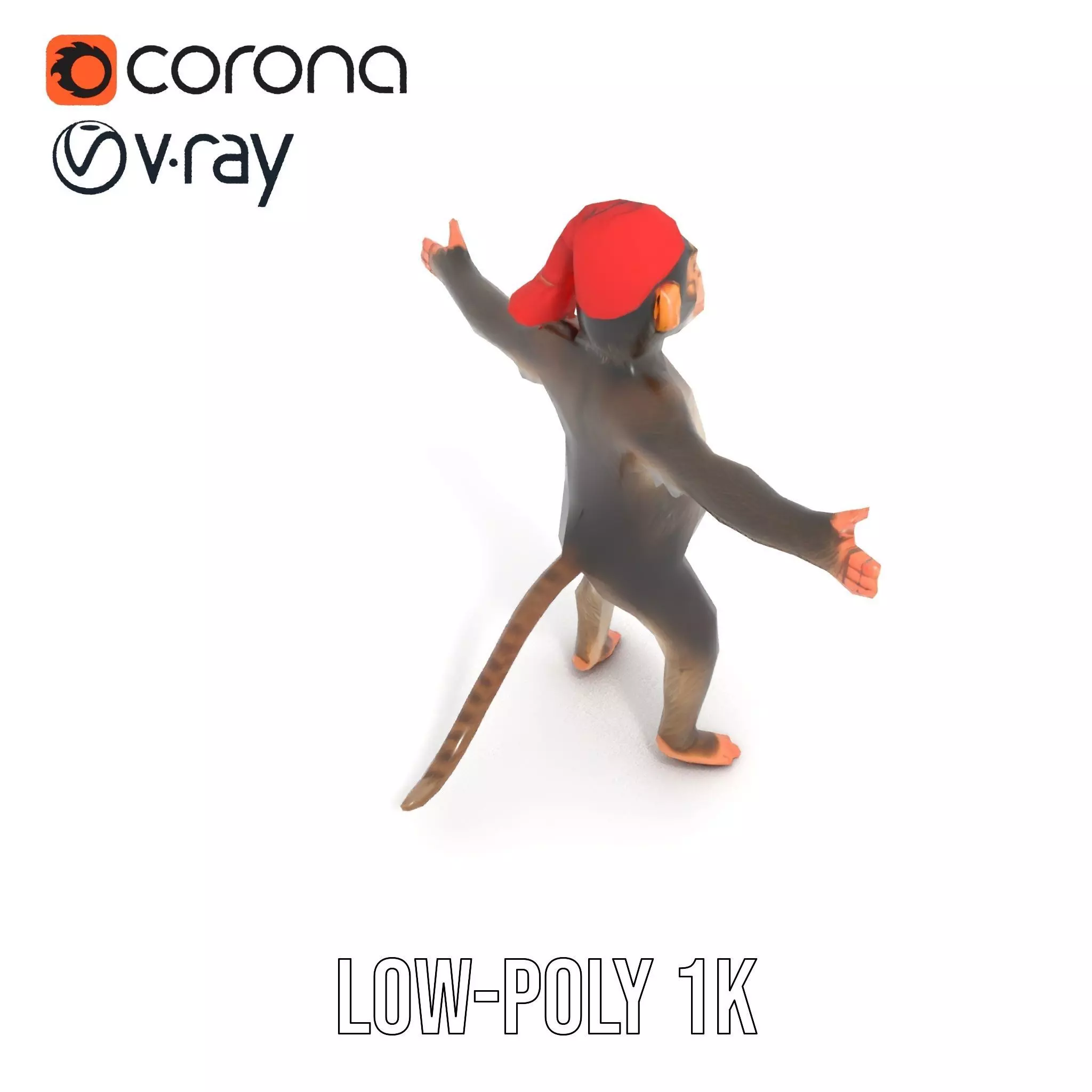 Festive Monkey Character model pack Low-poly 3D model_12