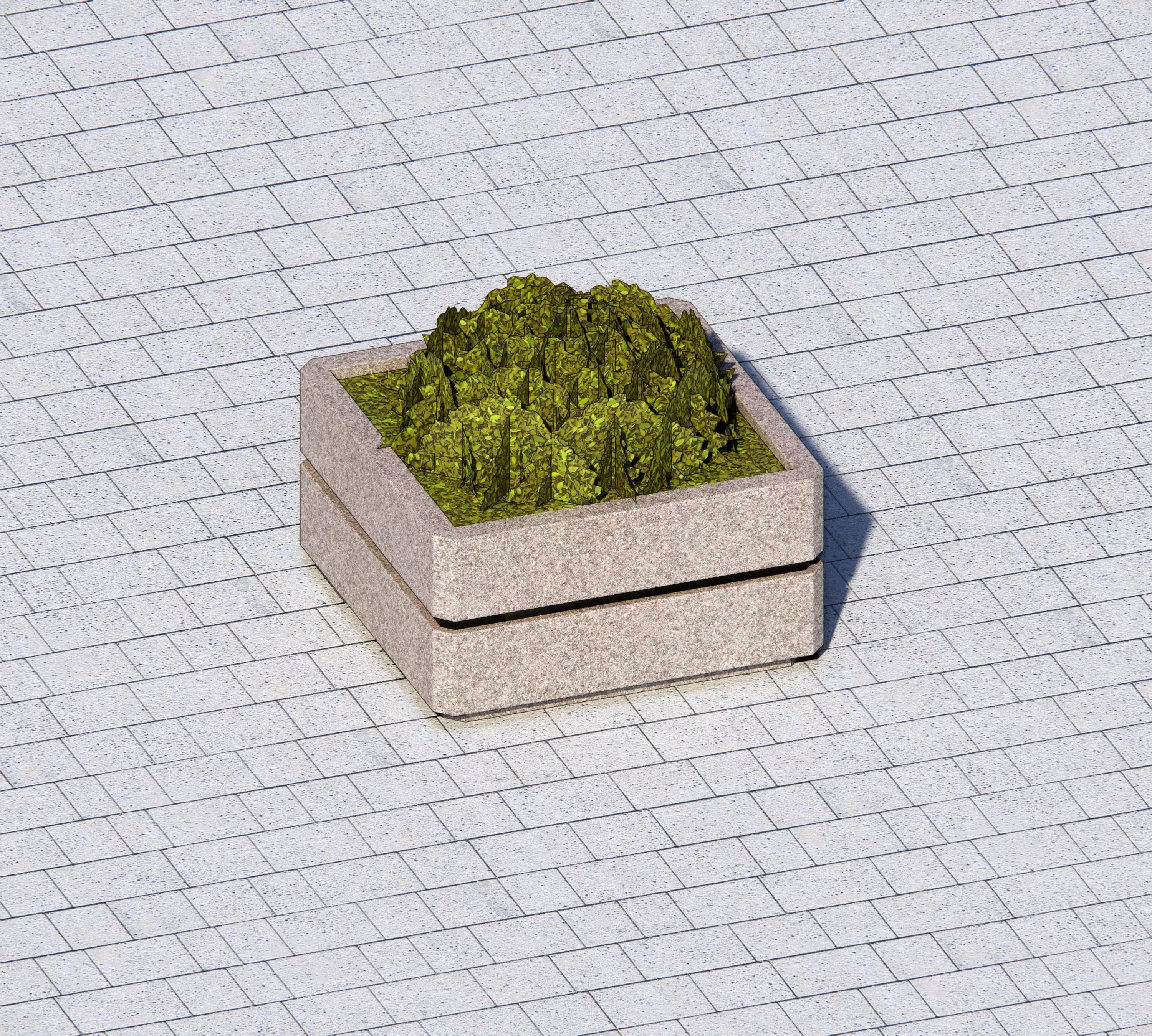 Concrete Planter - Street Commercial Planter 02 Low-poly 3D model_1