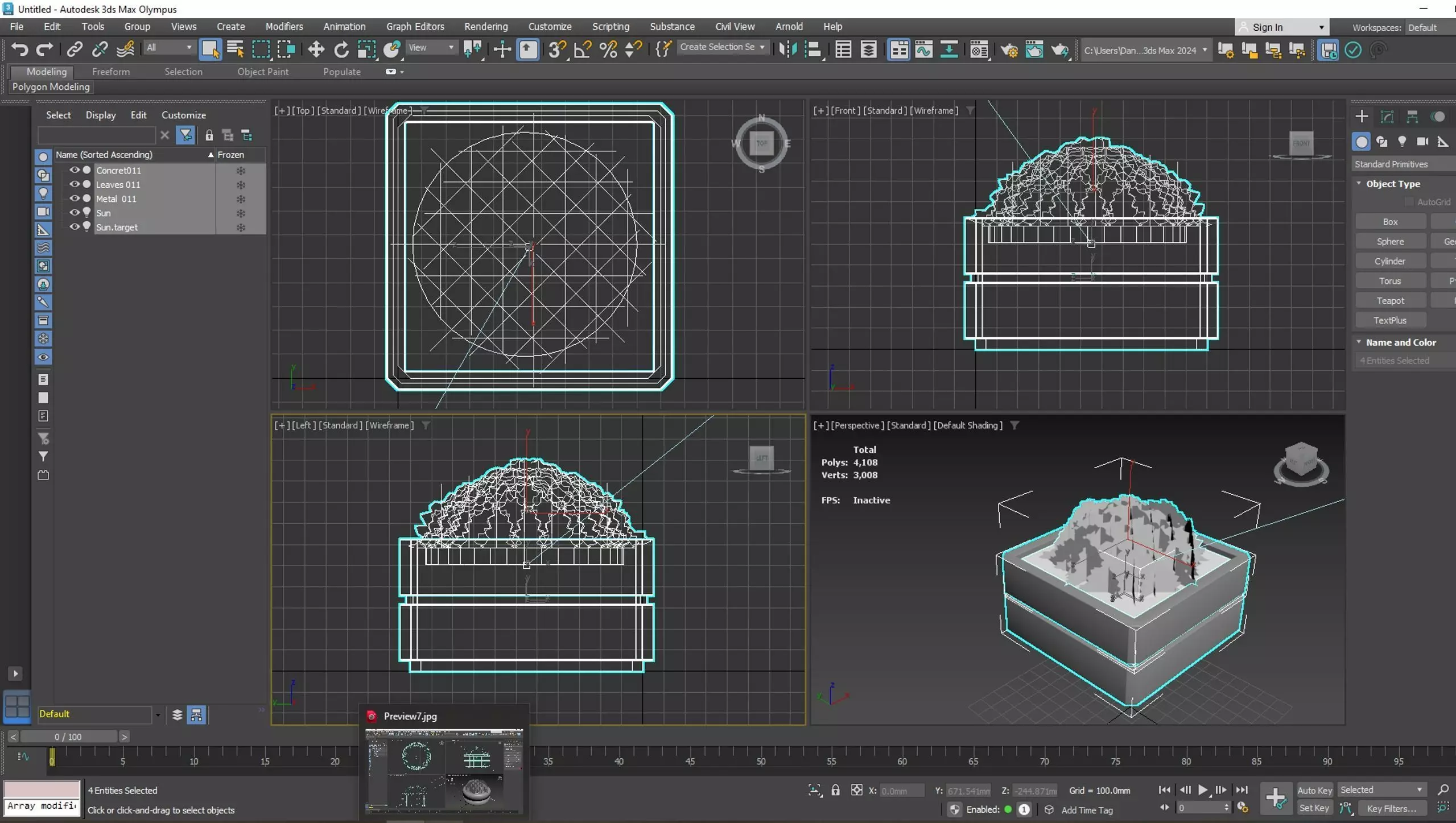 Concrete Planter - Street Commercial Planter 02 Low-poly 3D model_6