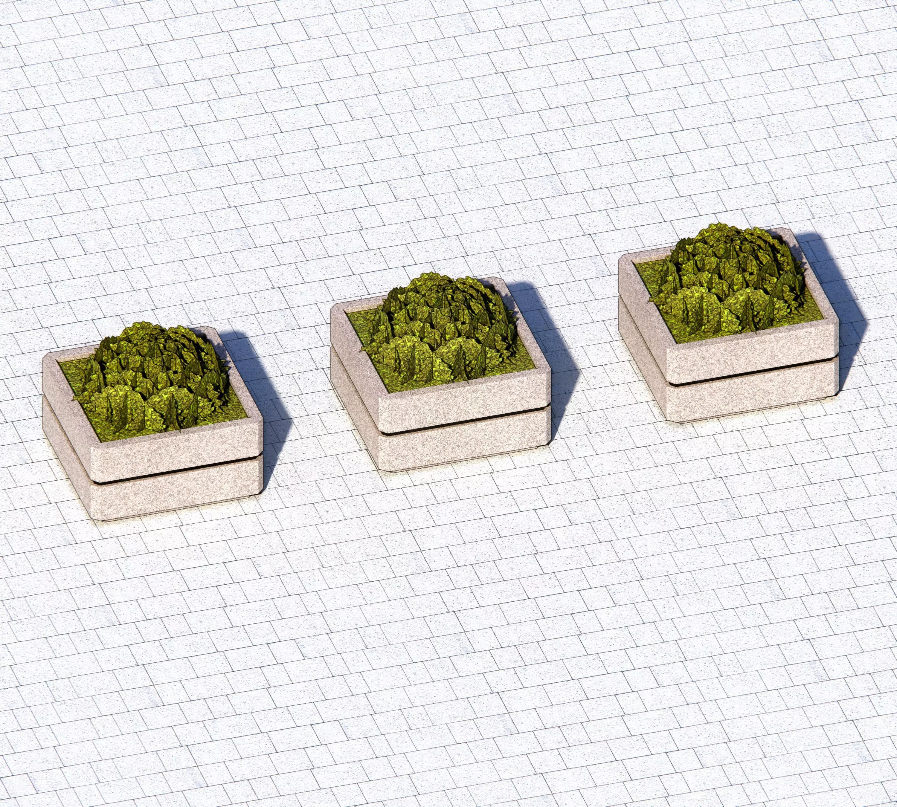 Concrete Planter - Street Commercial Planter 02 Low-poly 3D model_4