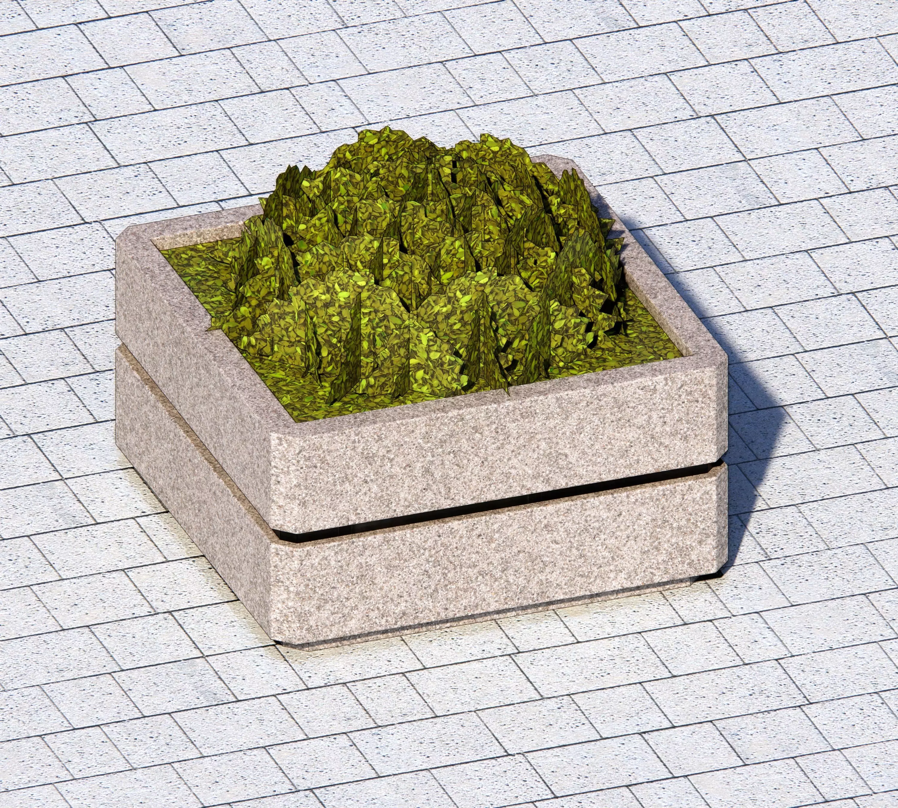 Concrete Planter - Street Commercial Planter 02 Low-poly 3D model_0