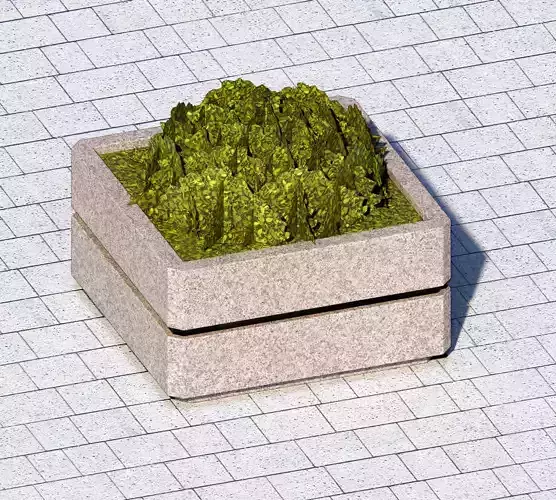 Concrete Planter - Street Commercial Planter 02 Low-poly 3D model