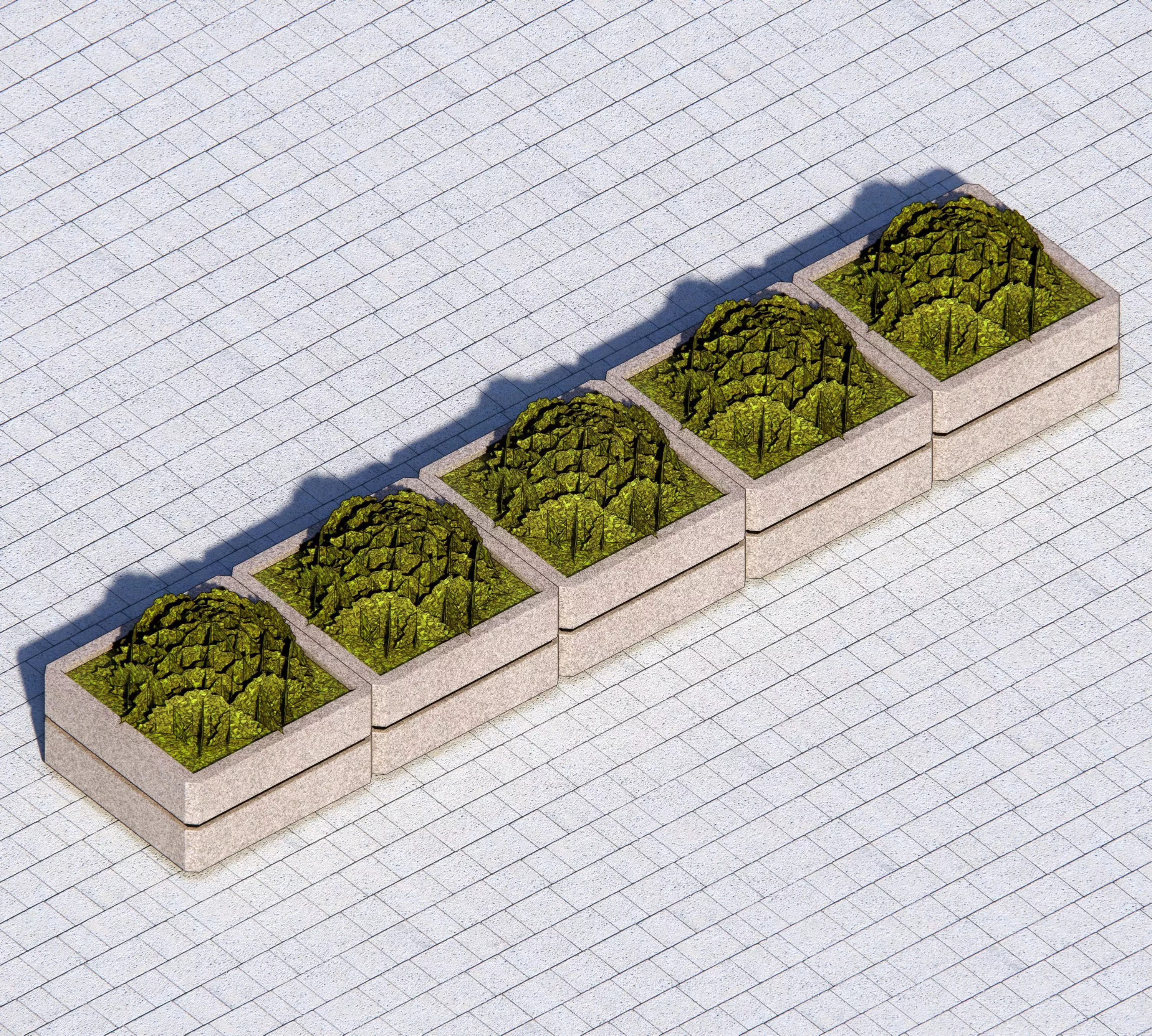 Concrete Planter - Street Commercial Planter 02 Low-poly 3D model_5